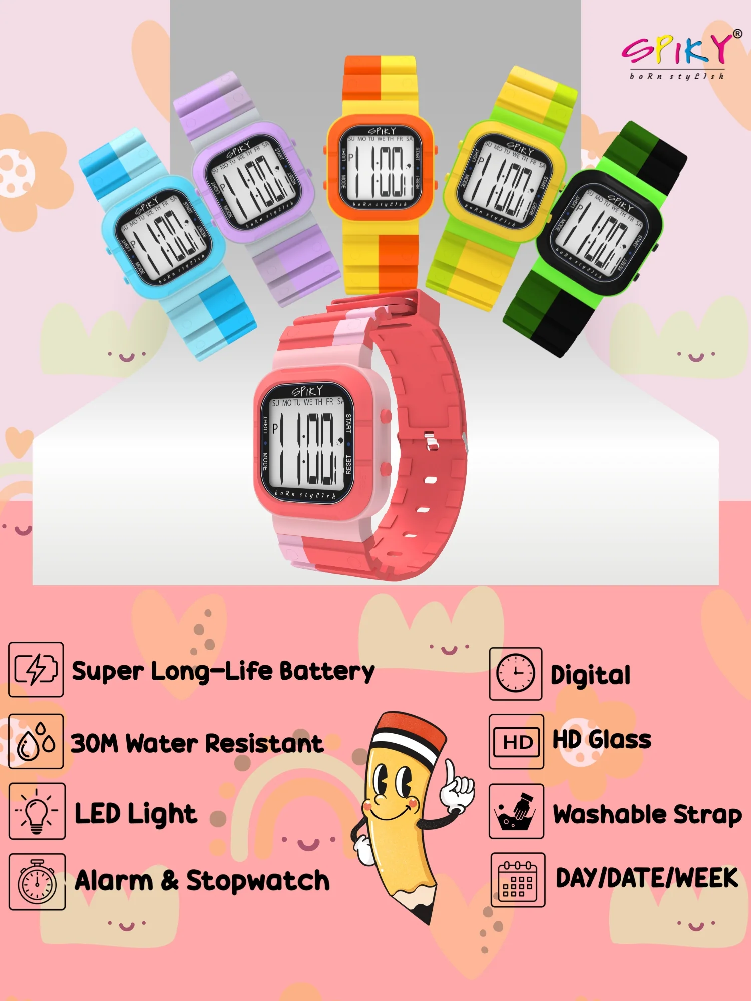 Spiky Multi-functional Digital Watch for Kids Boys and Girls EVA45 - Image 3