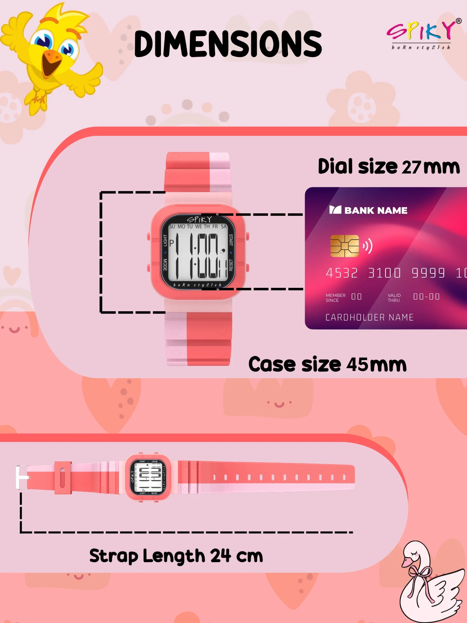 Spiky Multi-functional Digital Watch for Kids Boys and Girls EVA45 - Image 4