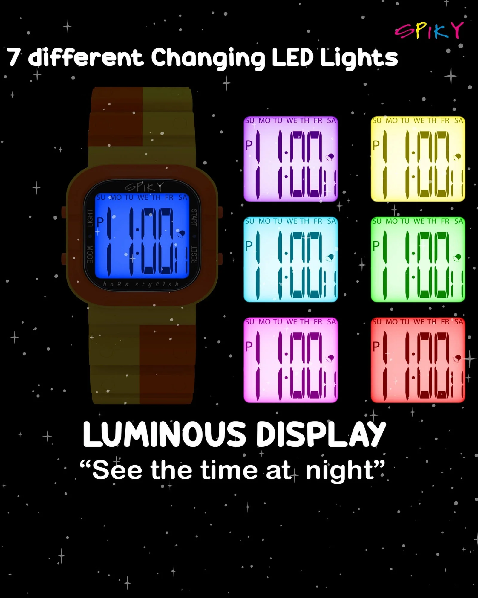 Spiky Multi-functional Digital Watch for Kids Boys and Girls EVA45 - Image 9