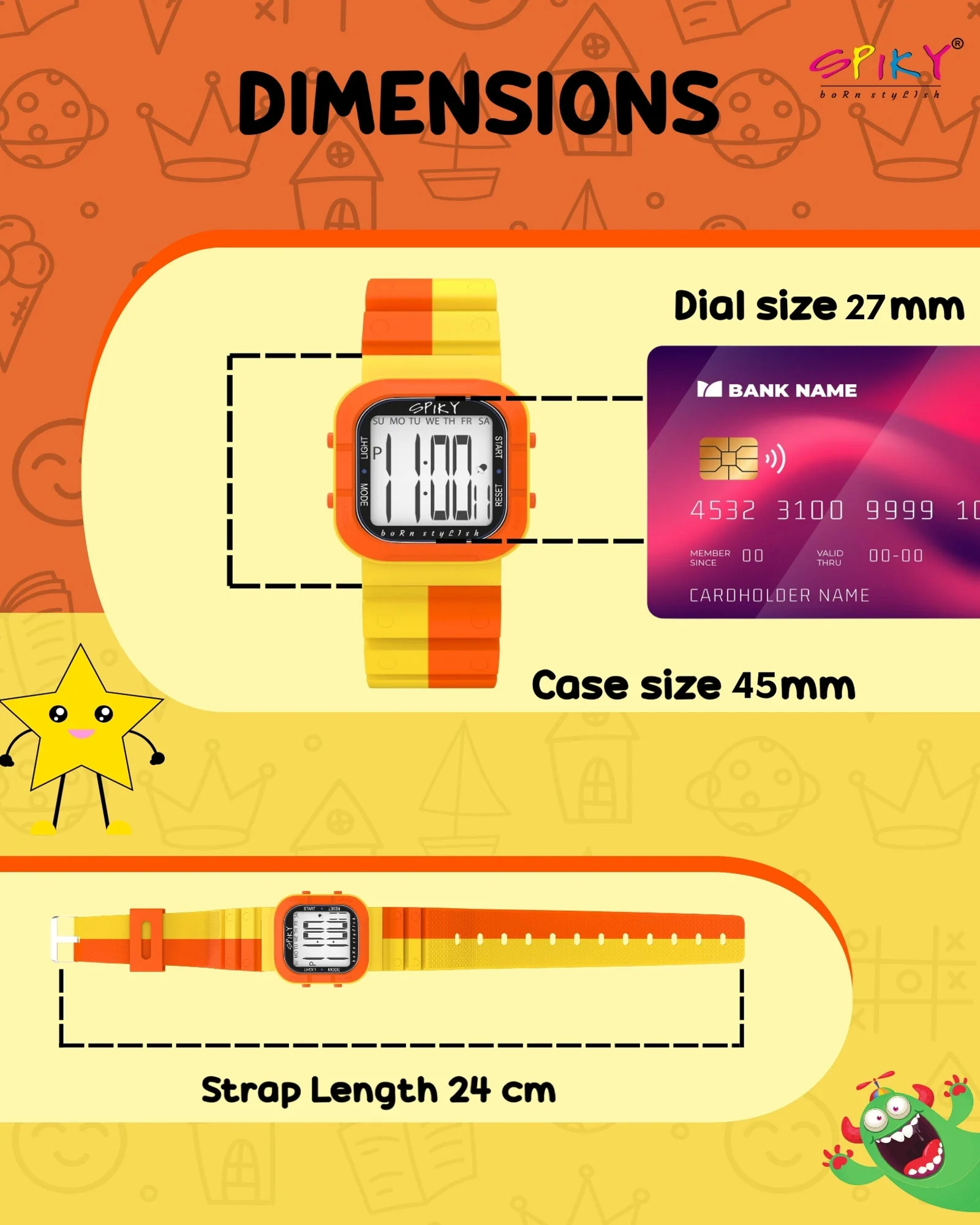 Spiky Multi-functional Digital Watch for Kids Boys and Girls EVA45 - Image 11