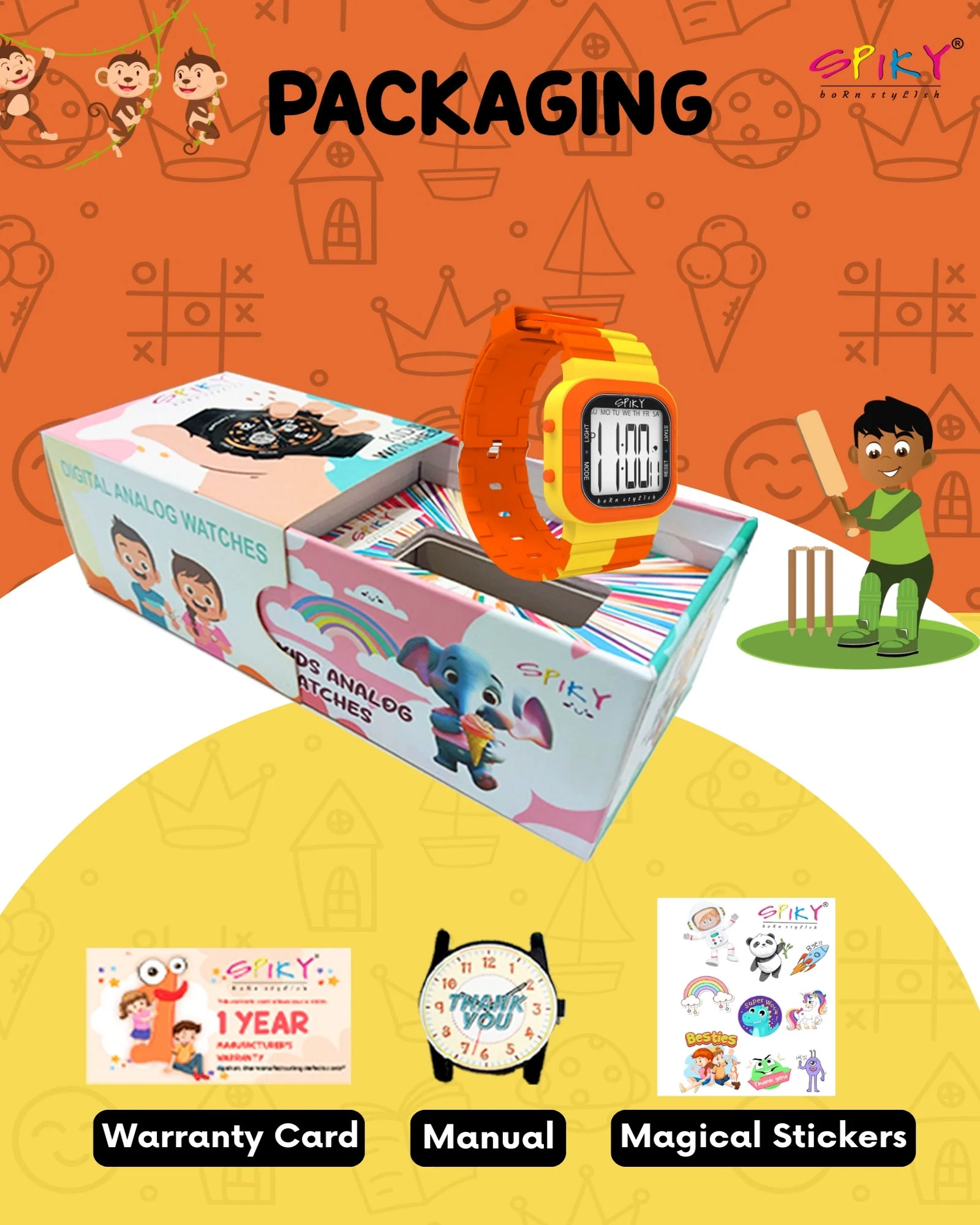 Spiky Multi-functional Digital Watch for Kids Boys and Girls EVA45 - Image 14