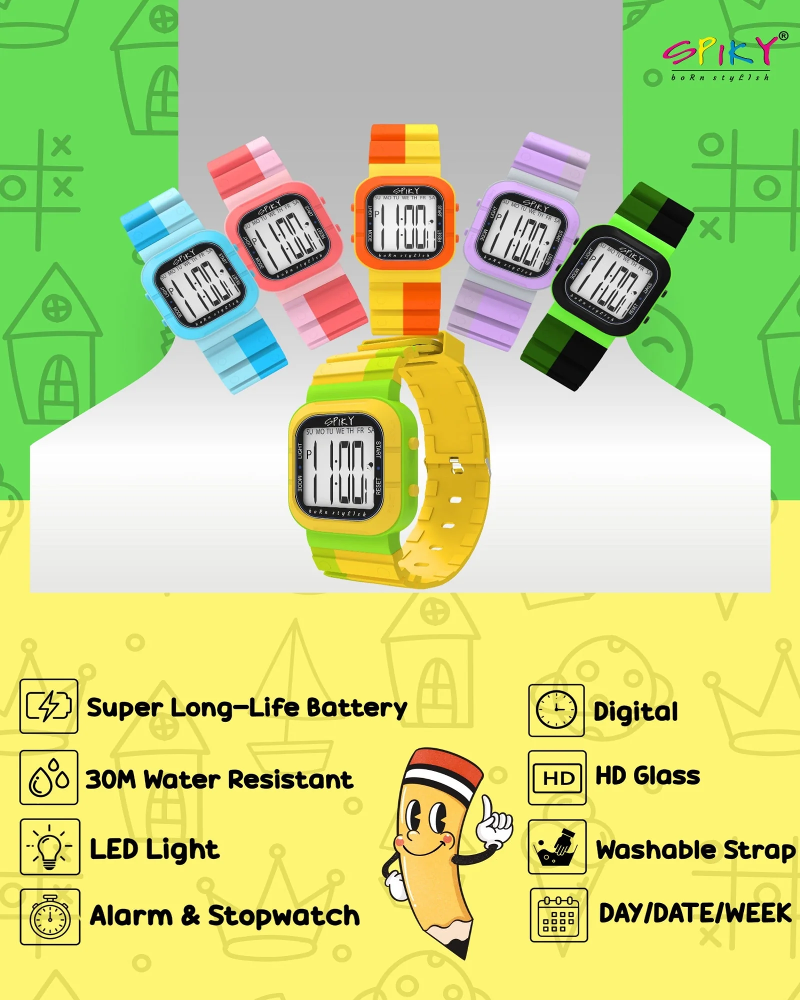 Spiky Multi-functional Digital Watch for Kids Boys and Girls EVA45 - Image 17