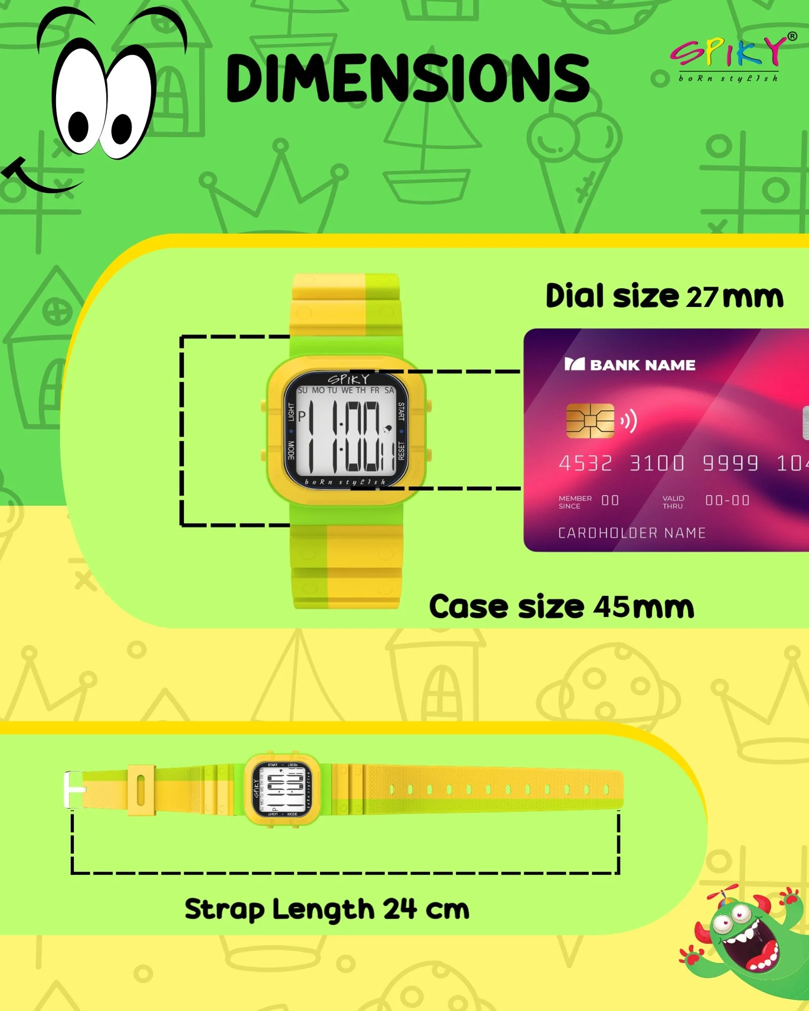 Spiky Multi-functional Digital Watch for Kids Boys and Girls EVA45 - Image 18
