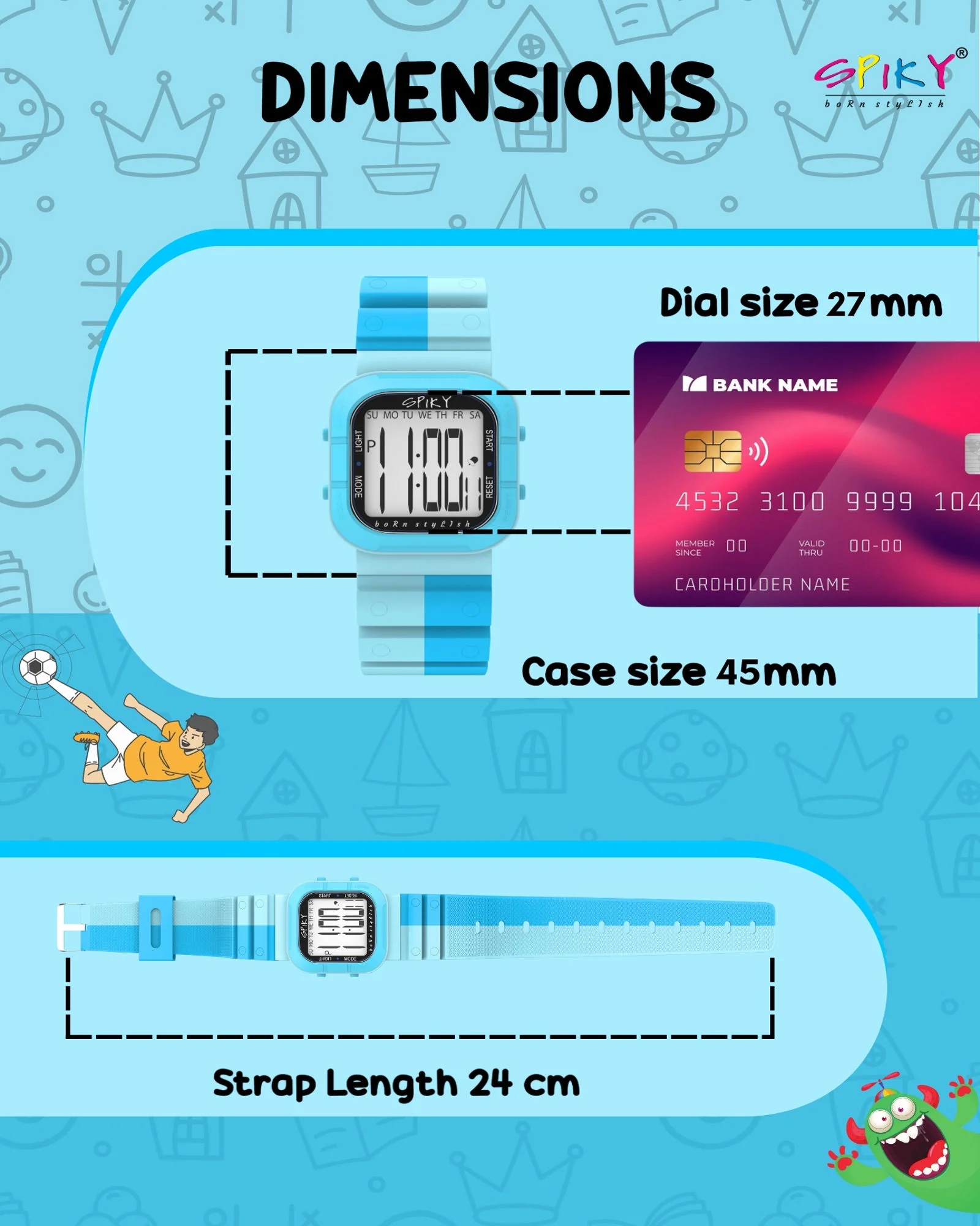 Spiky Multi-functional Digital Watch for Kids Boys and Girls EVA45 - Image 25