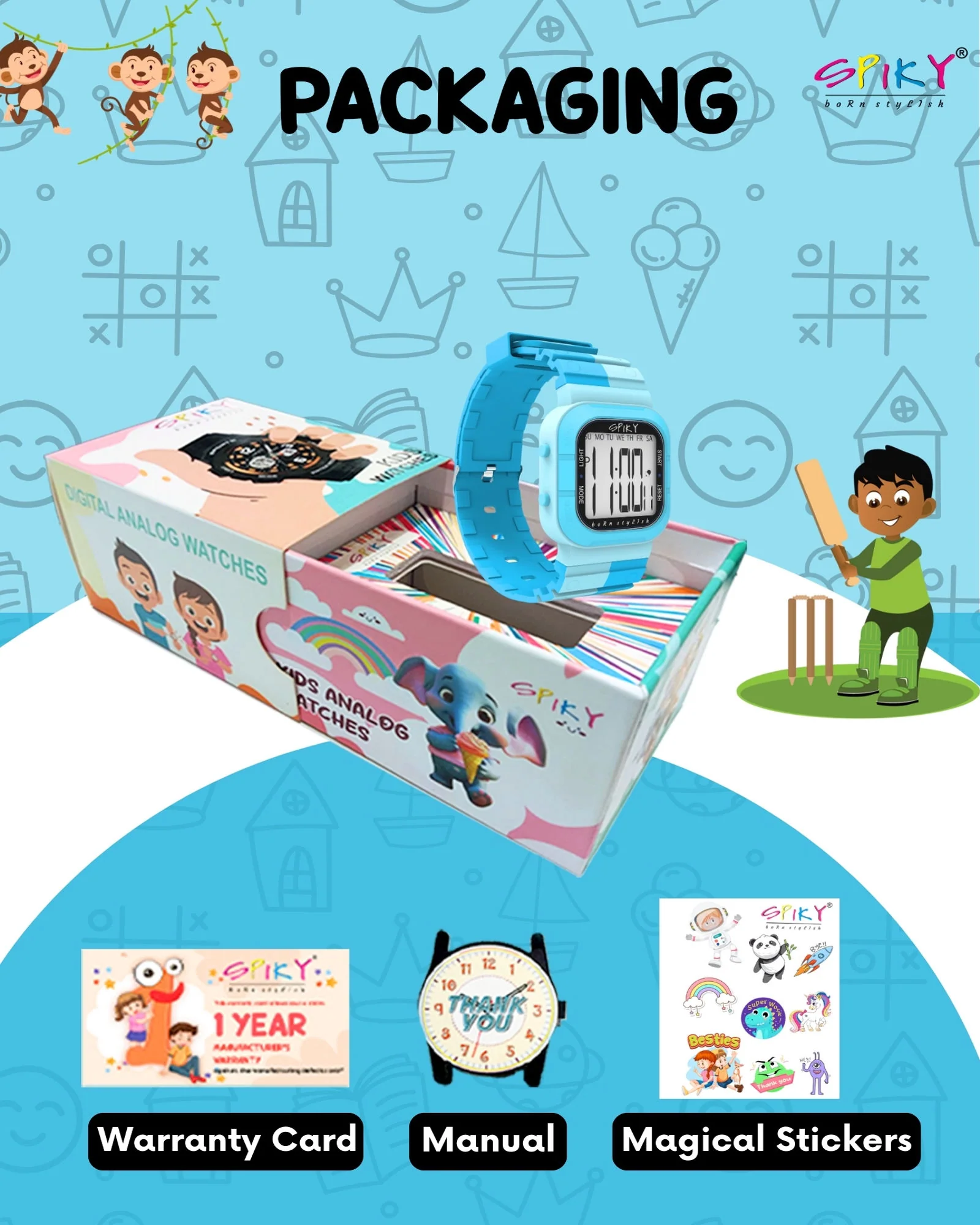 Spiky Multi-functional Digital Watch for Kids Boys and Girls EVA45 - Image 28