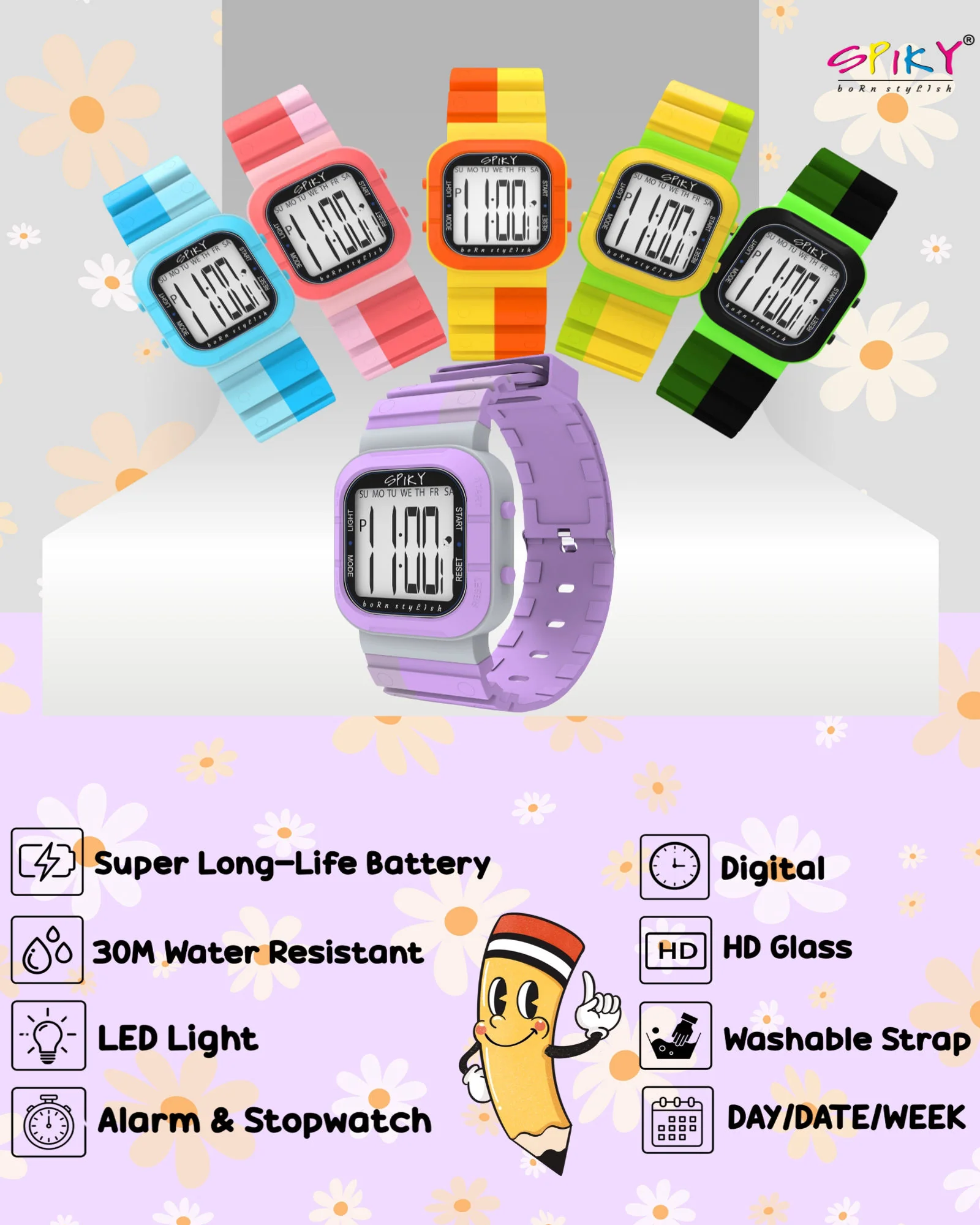 Spiky Multi-functional Digital Watch for Kids Boys and Girls EVA45 - Image 31