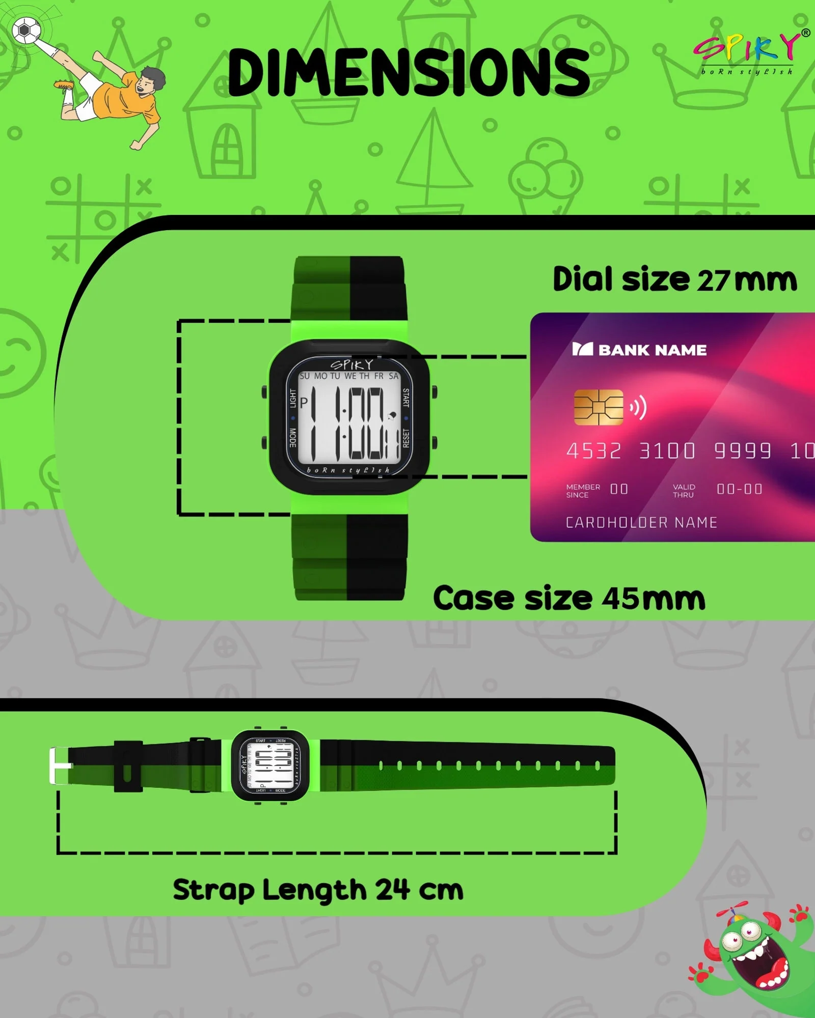 Spiky Multi-functional Digital Watch for Kids Boys and Girls EVA45 - Image 39