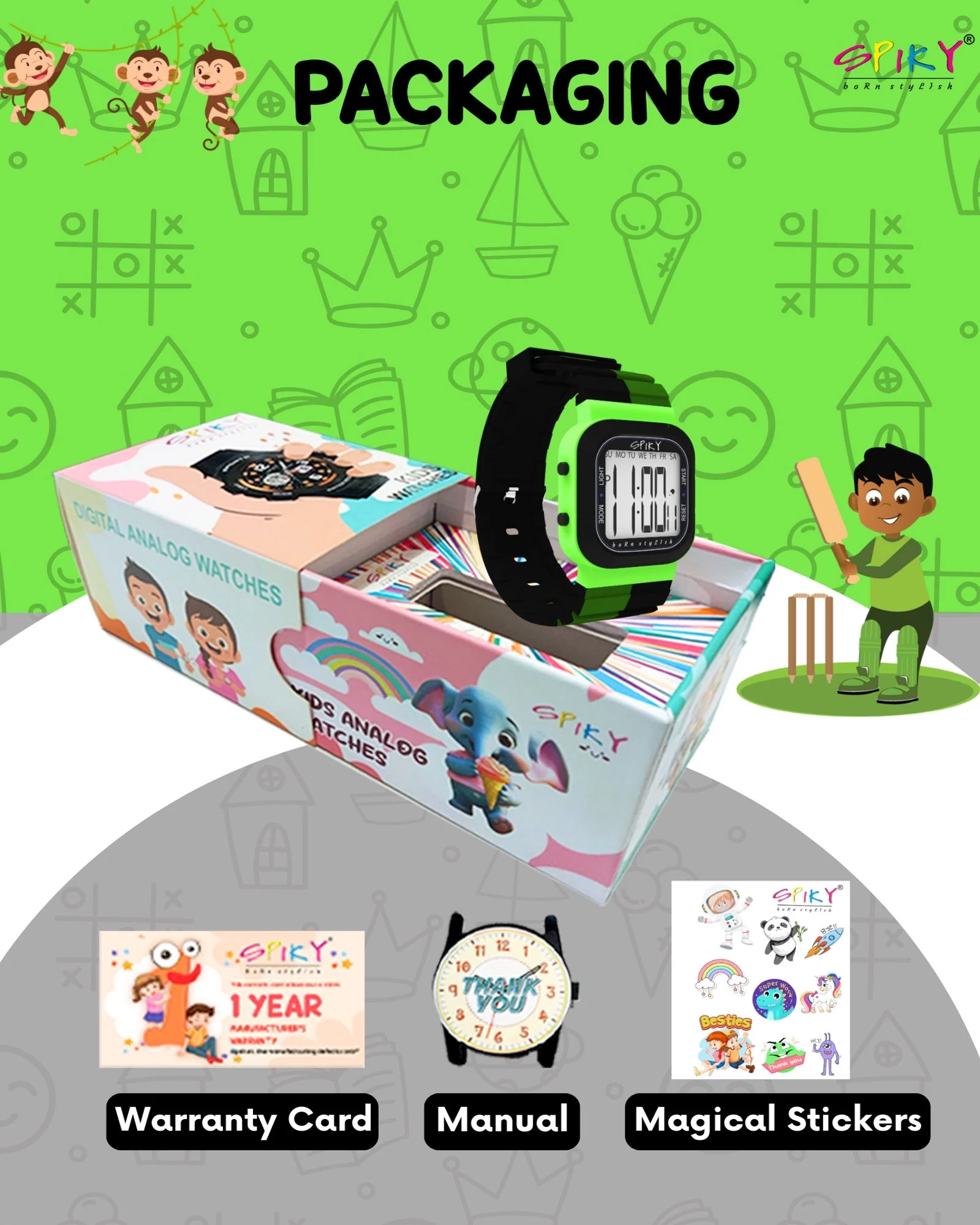 Spiky Multi-functional Digital Watch for Kids Boys and Girls EVA45 - Image 42