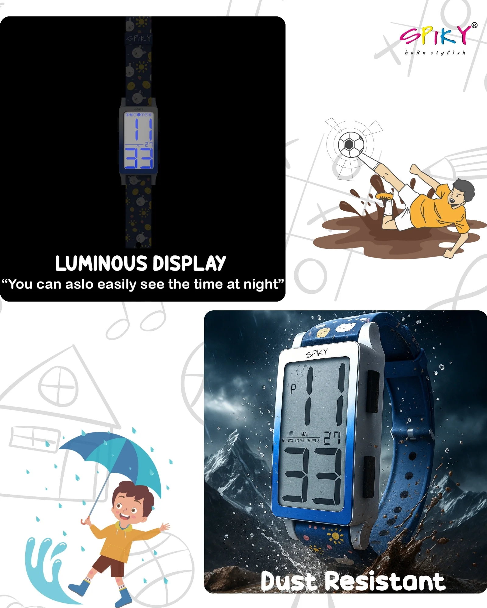 Spiky Multi-functional Digital Sports Watch for Kids EVA46 - Image 13