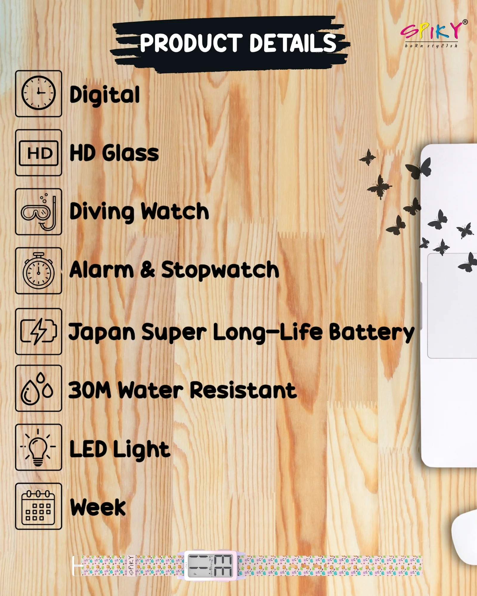 Spiky Multi-functional Digital Sports Watch for Kids EVA46 - Image 18