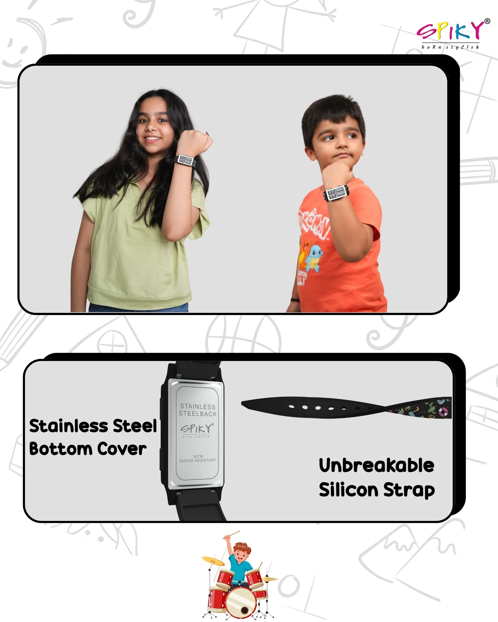 Spiky Multi-functional Digital Sports Watch for Kids EVA46 - Image 4