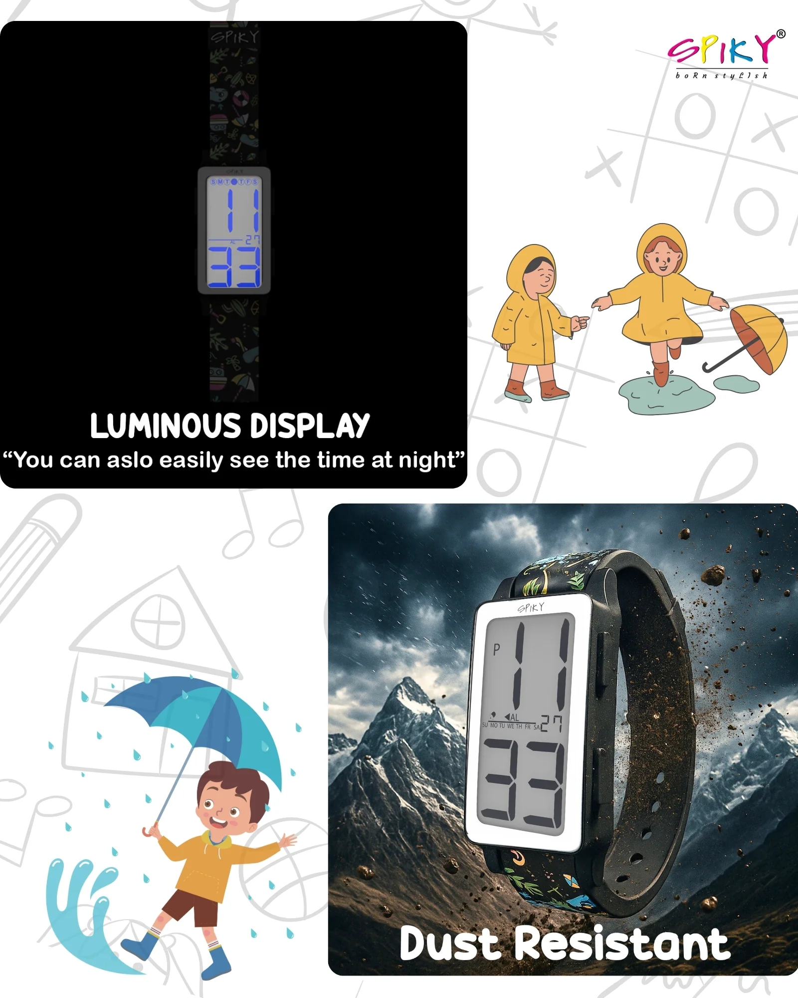 Spiky Multi-functional Digital Sports Watch for Kids EVA46 - Image 5