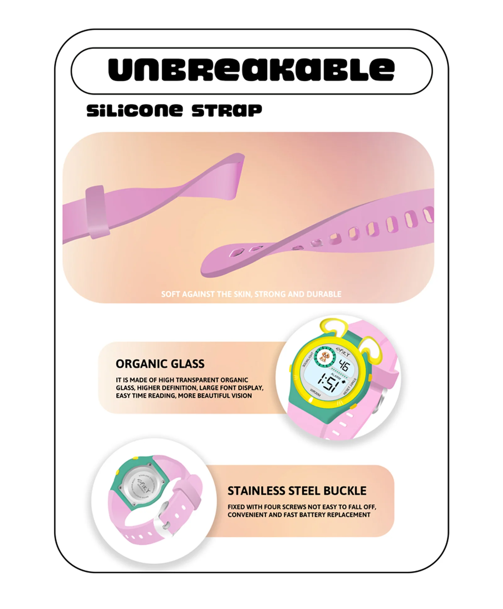 Spiky Eva26 Fun Digital Watch for Kids - Image 62