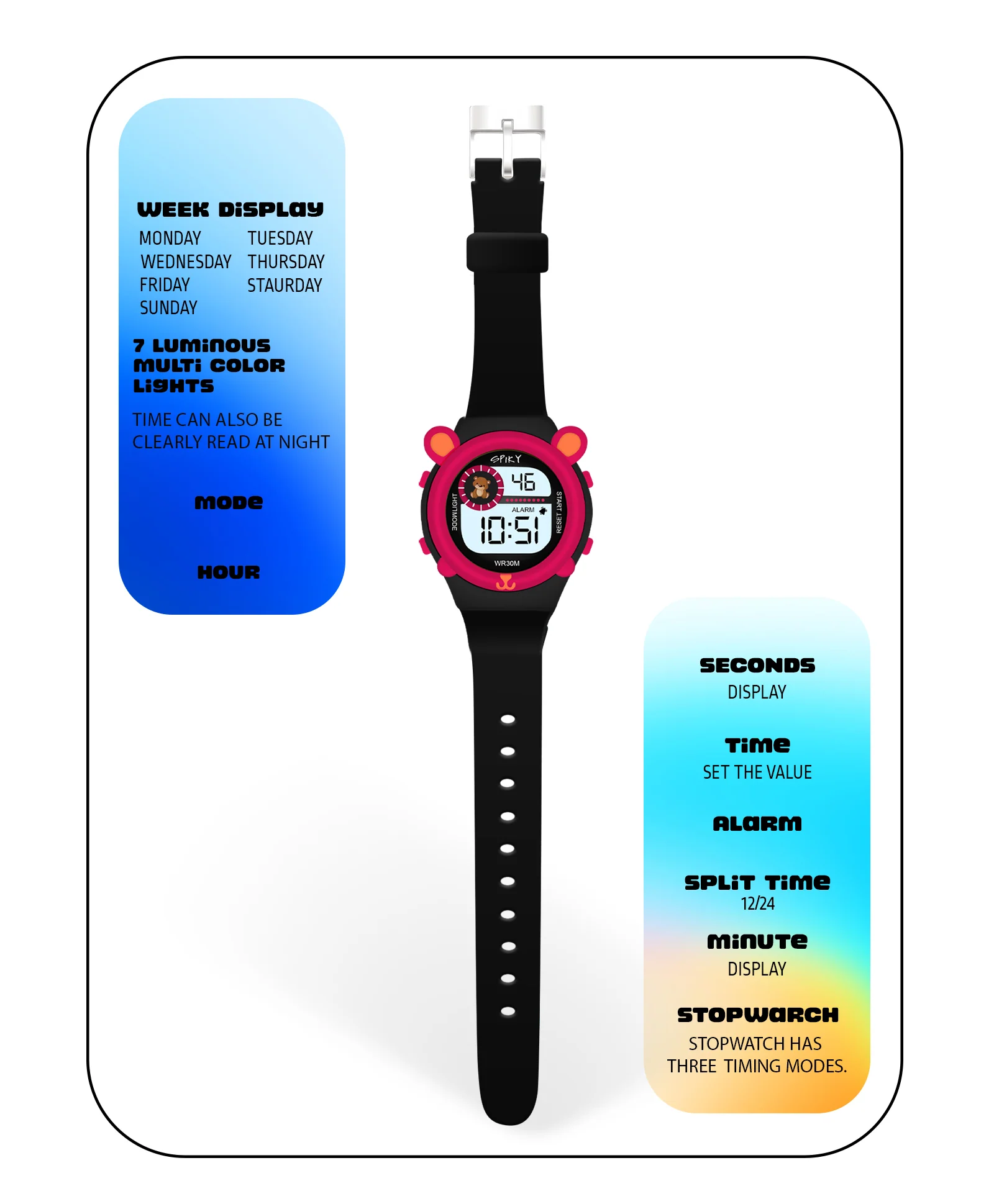 Spiky Eva26 Fun Digital Watch for Kids - Image 60
