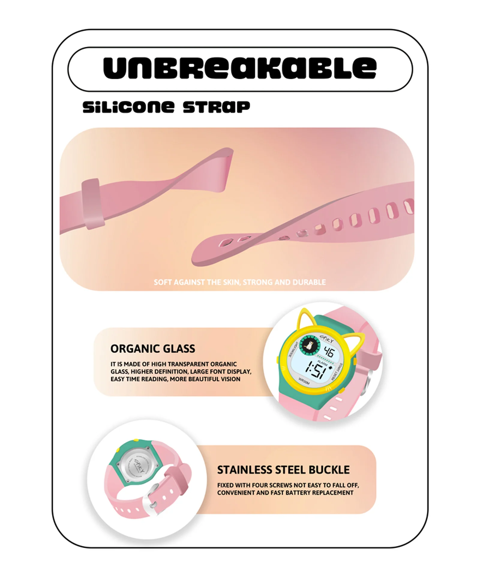 Spiky Eva26 Fun Digital Watch for Kids - Image 29