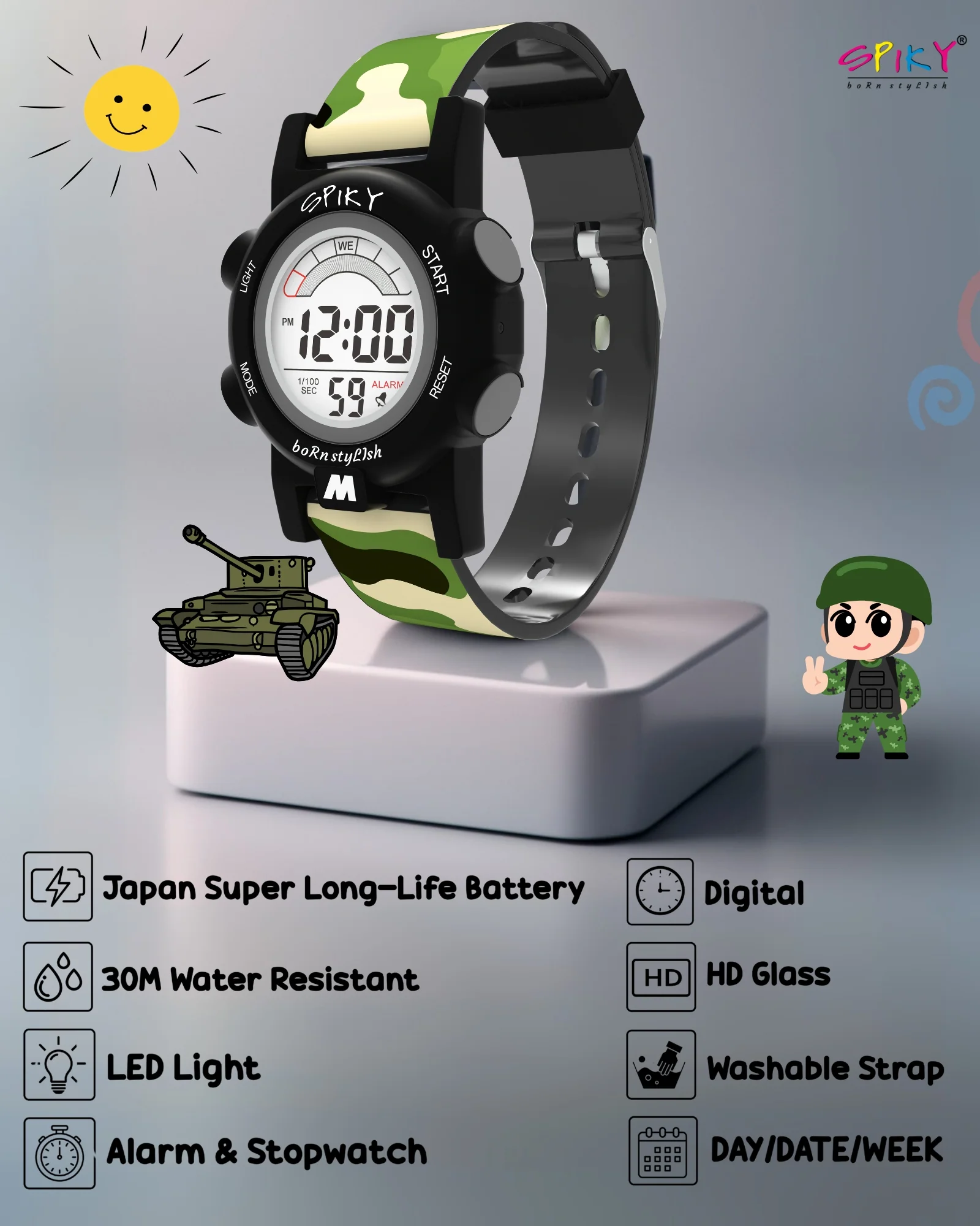 Spiky Multi-functional Digital Sports Watch for Kids Boys and Girls - Image 3