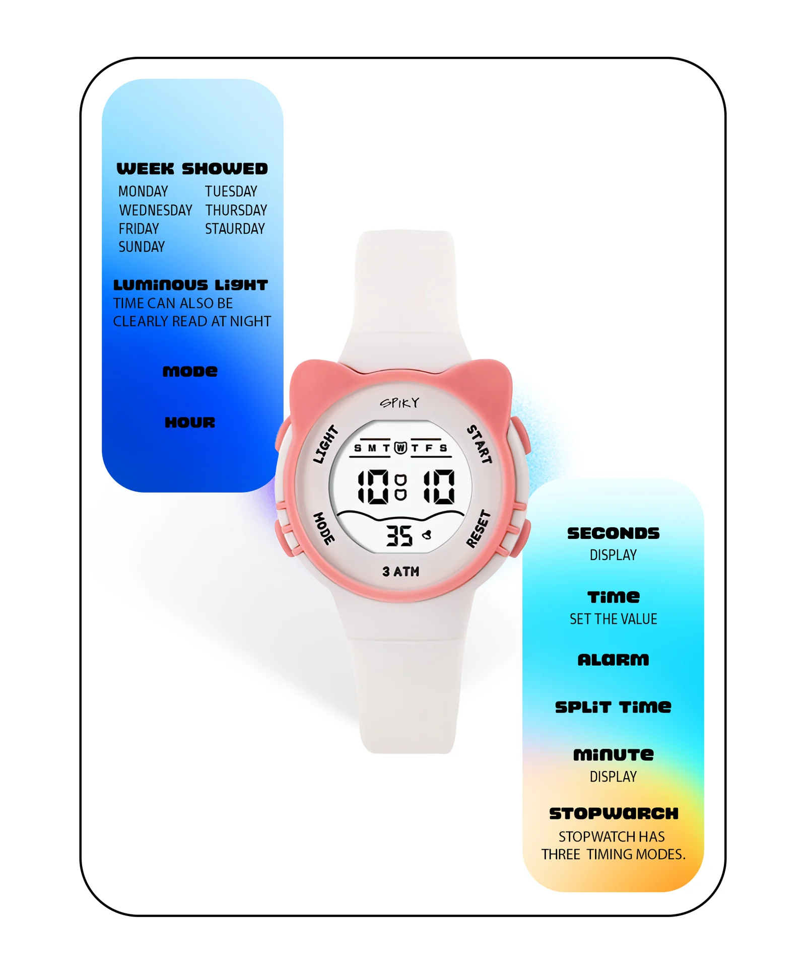 Spiky Eva12 Cat Shaped Sports Digital Watch - Image 19