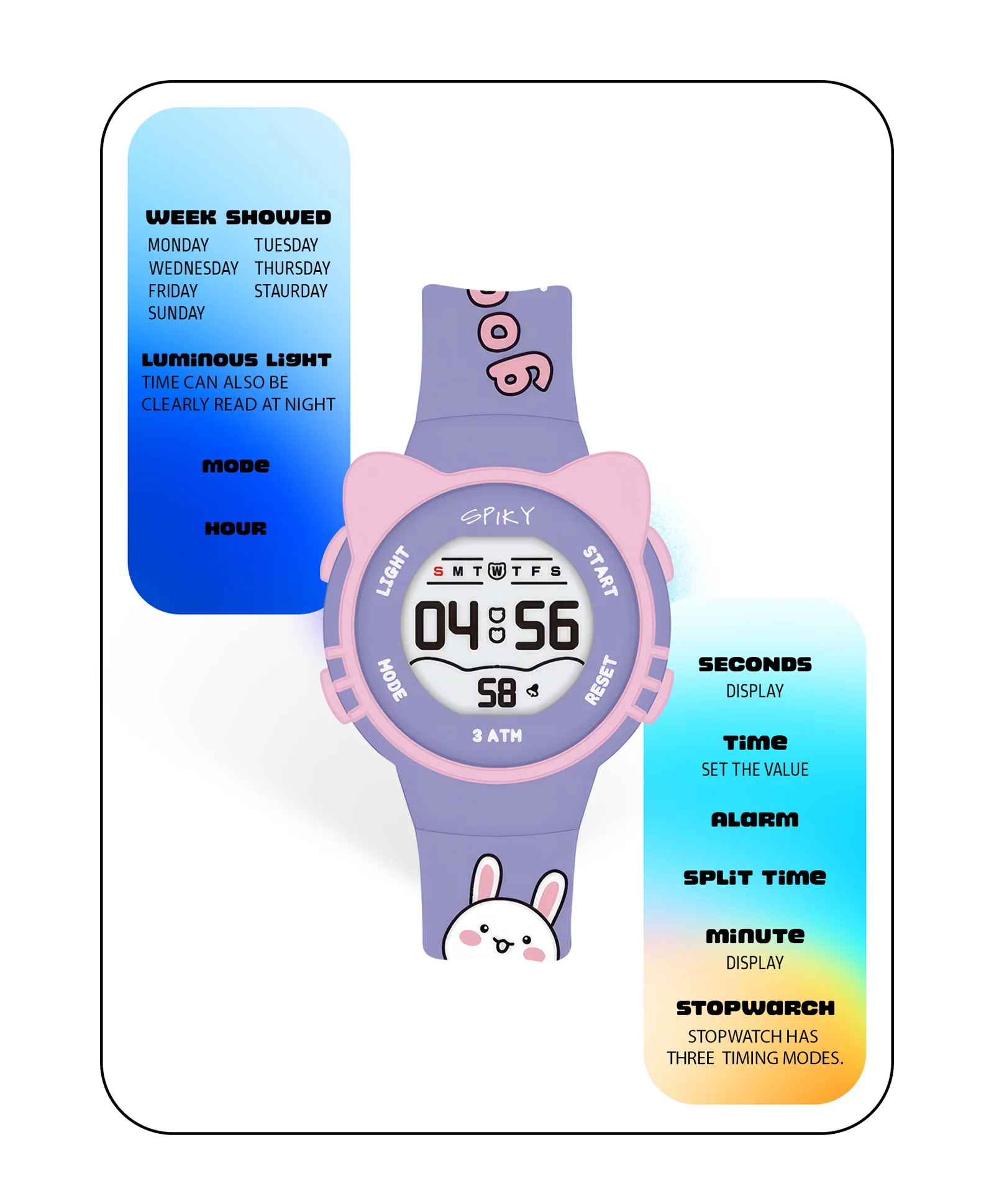 Spiky Eva17 Round Cat Shaped Digital Watch - Image 19