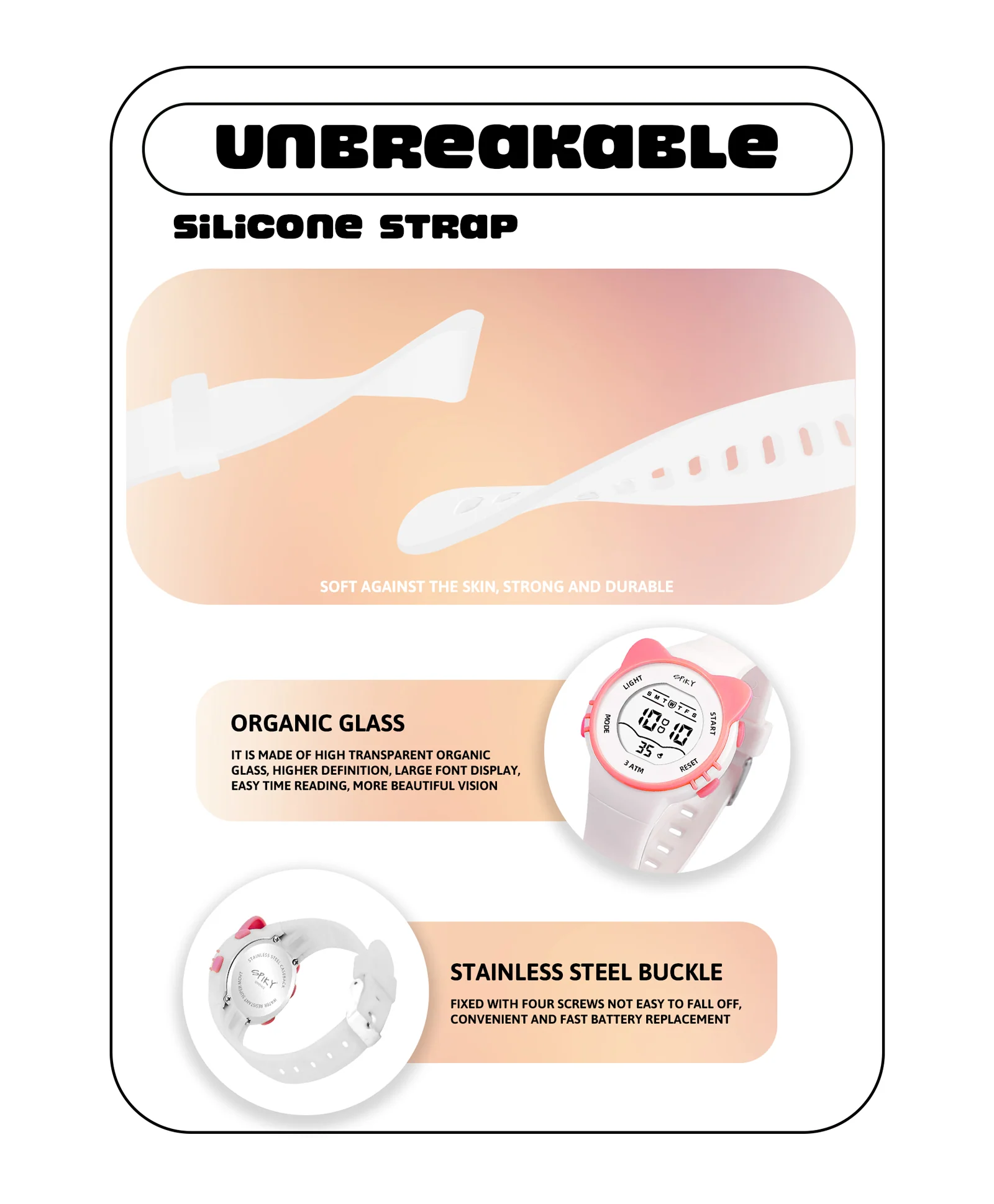 Spiky Eva12 Cat Shaped Sports Digital Watch - Image 23