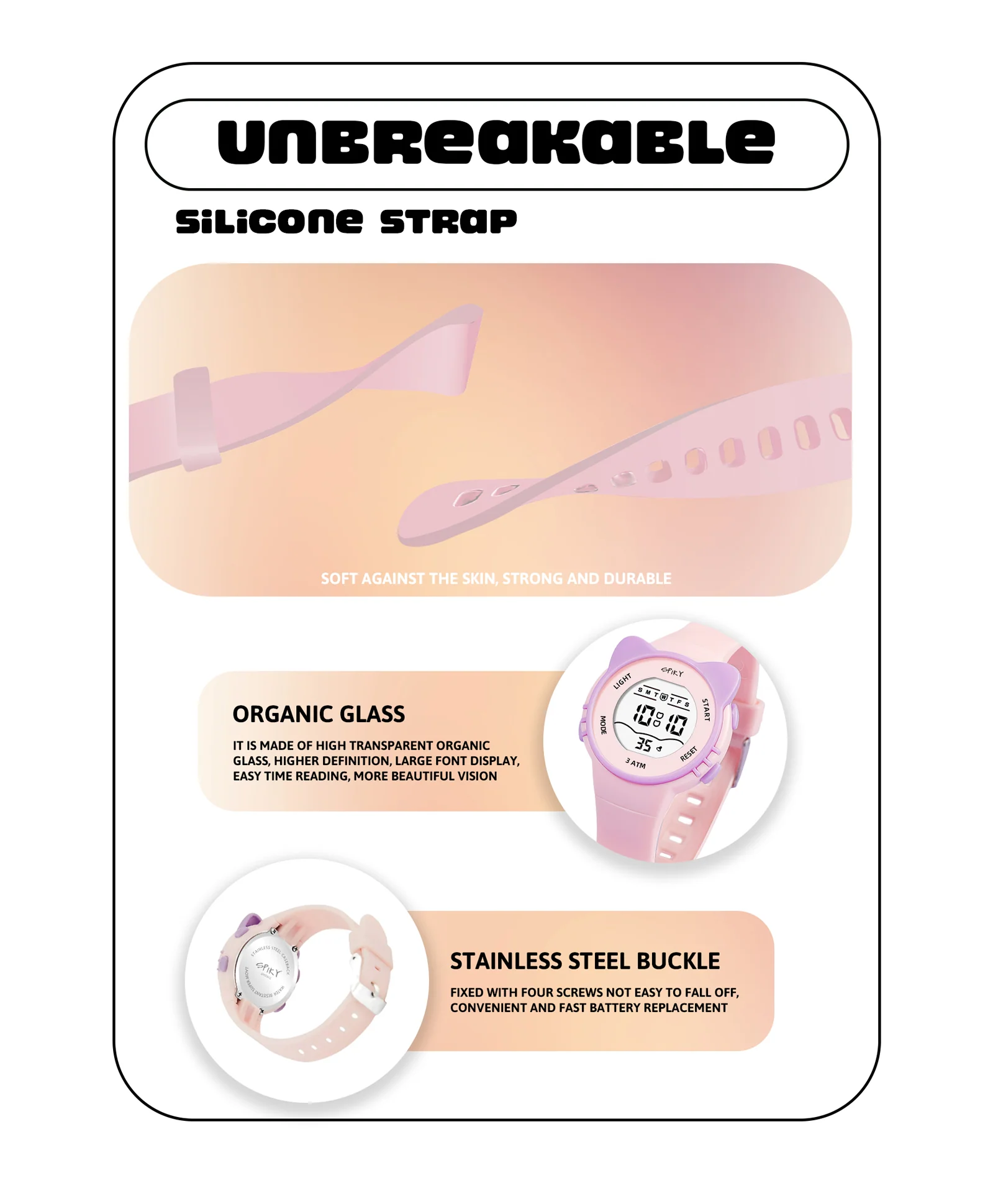 Spiky Eva12 Cat Shaped Sports Digital Watch - Image 9