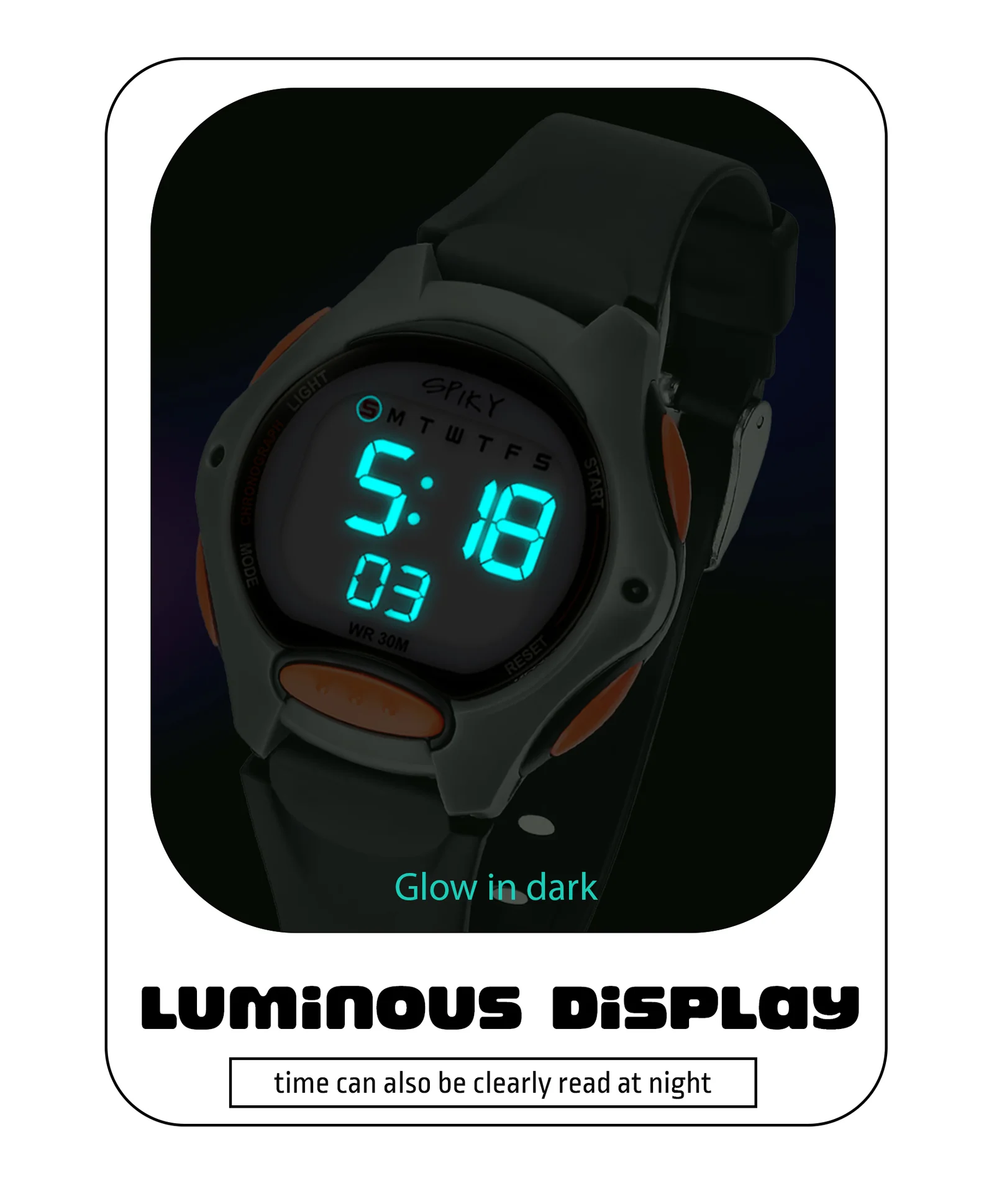 Spiky Eva2 Round Digital Kids Sports Watch - Blue - Image 14