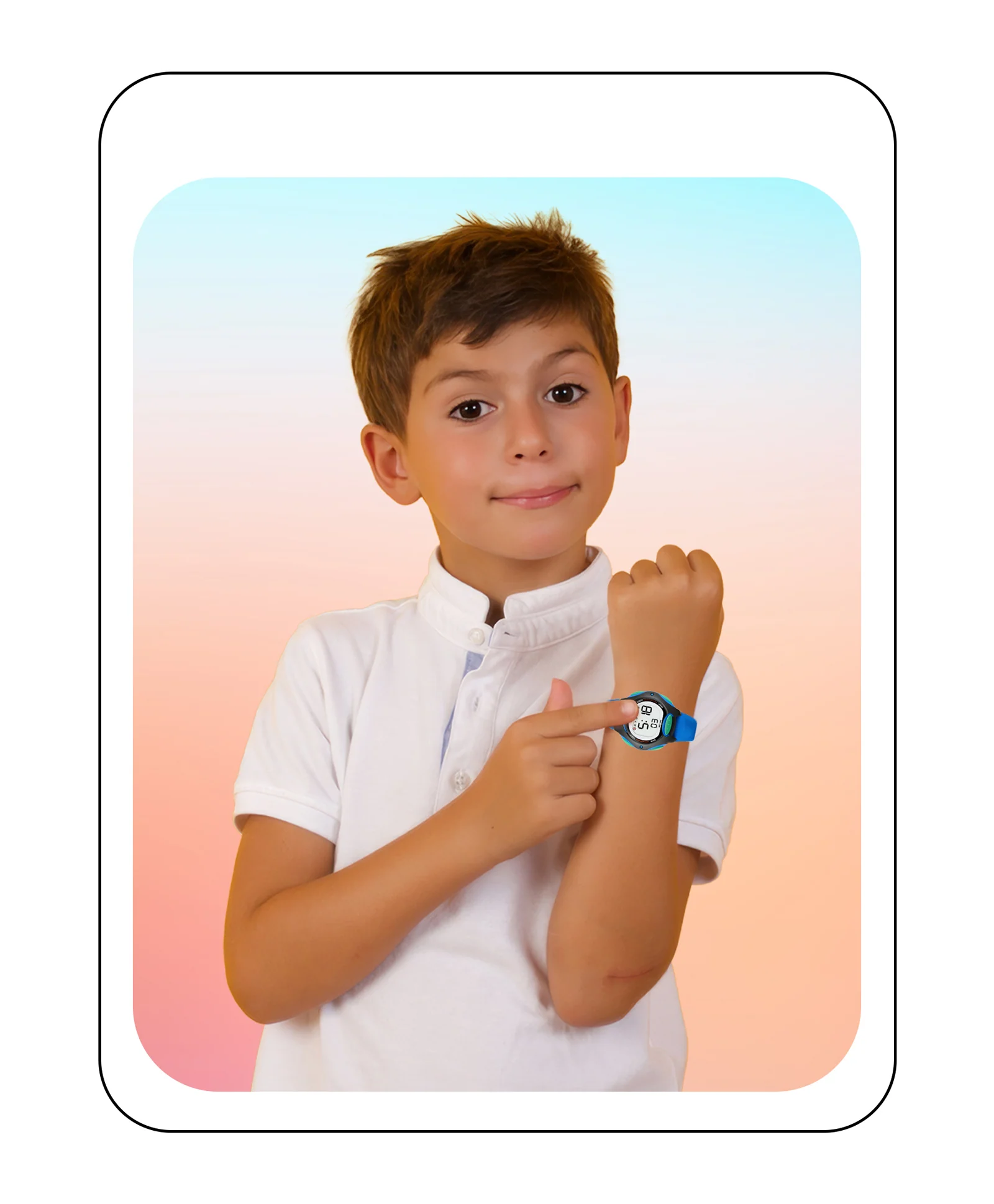 Spiky Eva2 Round Digital Kids Sports Watch - Blue - Image 5