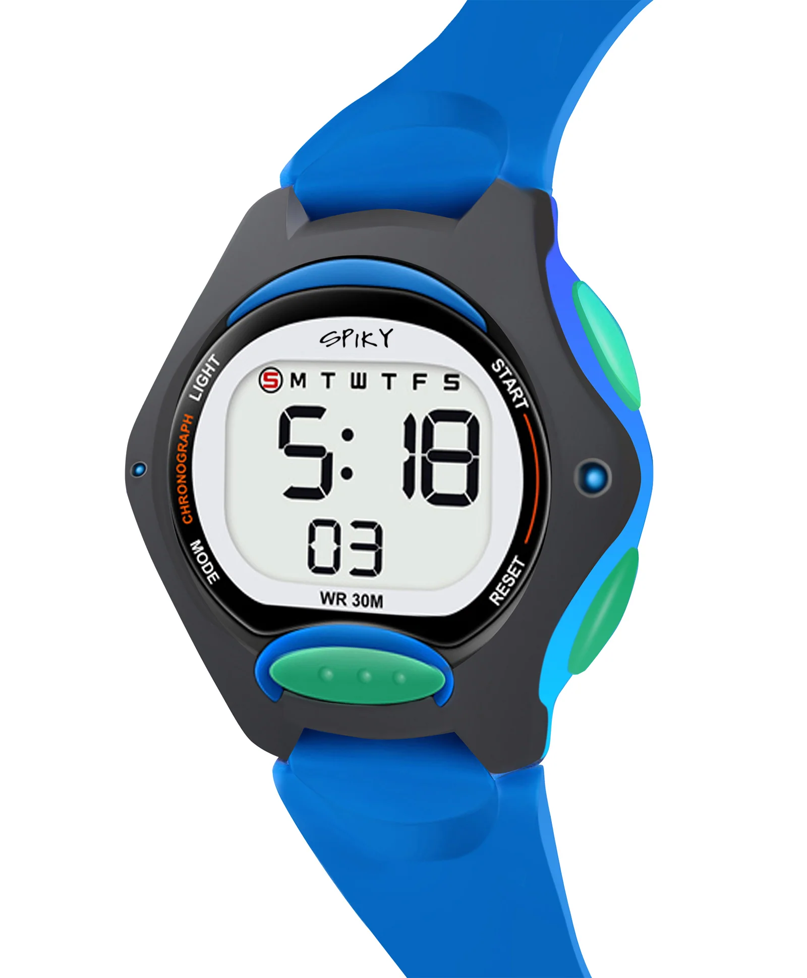 Spiky Eva2 Round Digital Kids Sports Watch - Blue - Image 9