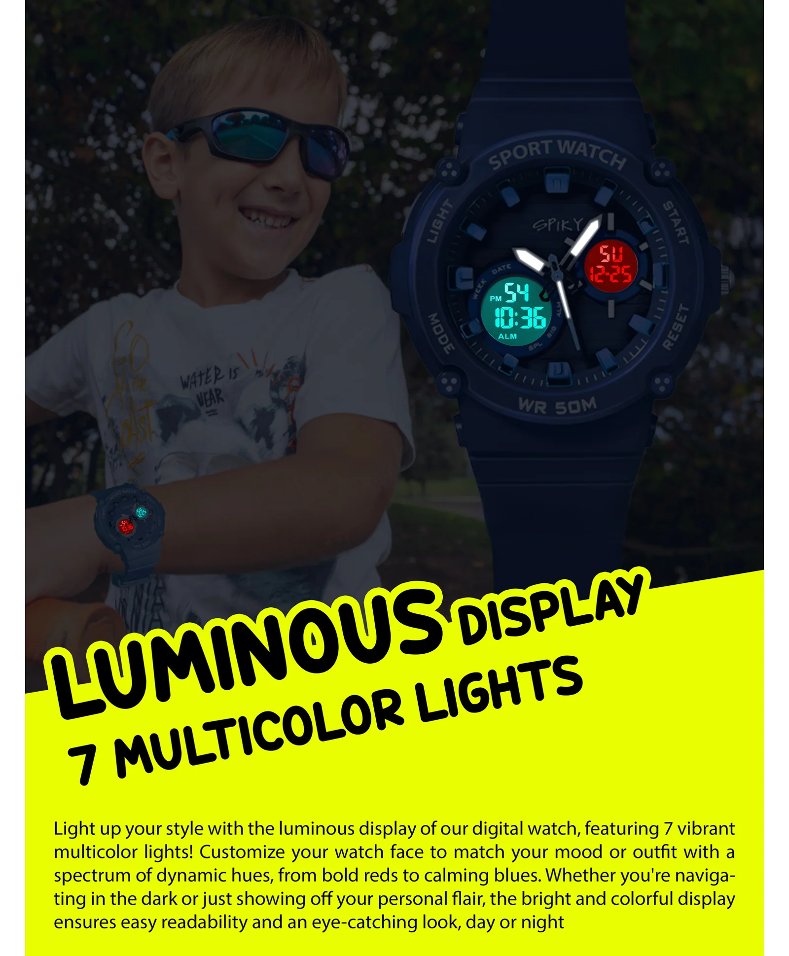 Spiky Eva29 Round Digital Sports Diving Watch - Image 15