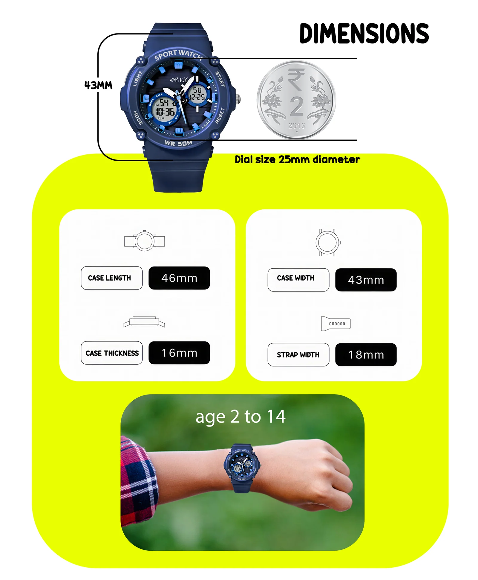 Spiky Eva29 Round Digital Sports Diving Watch - Image 16