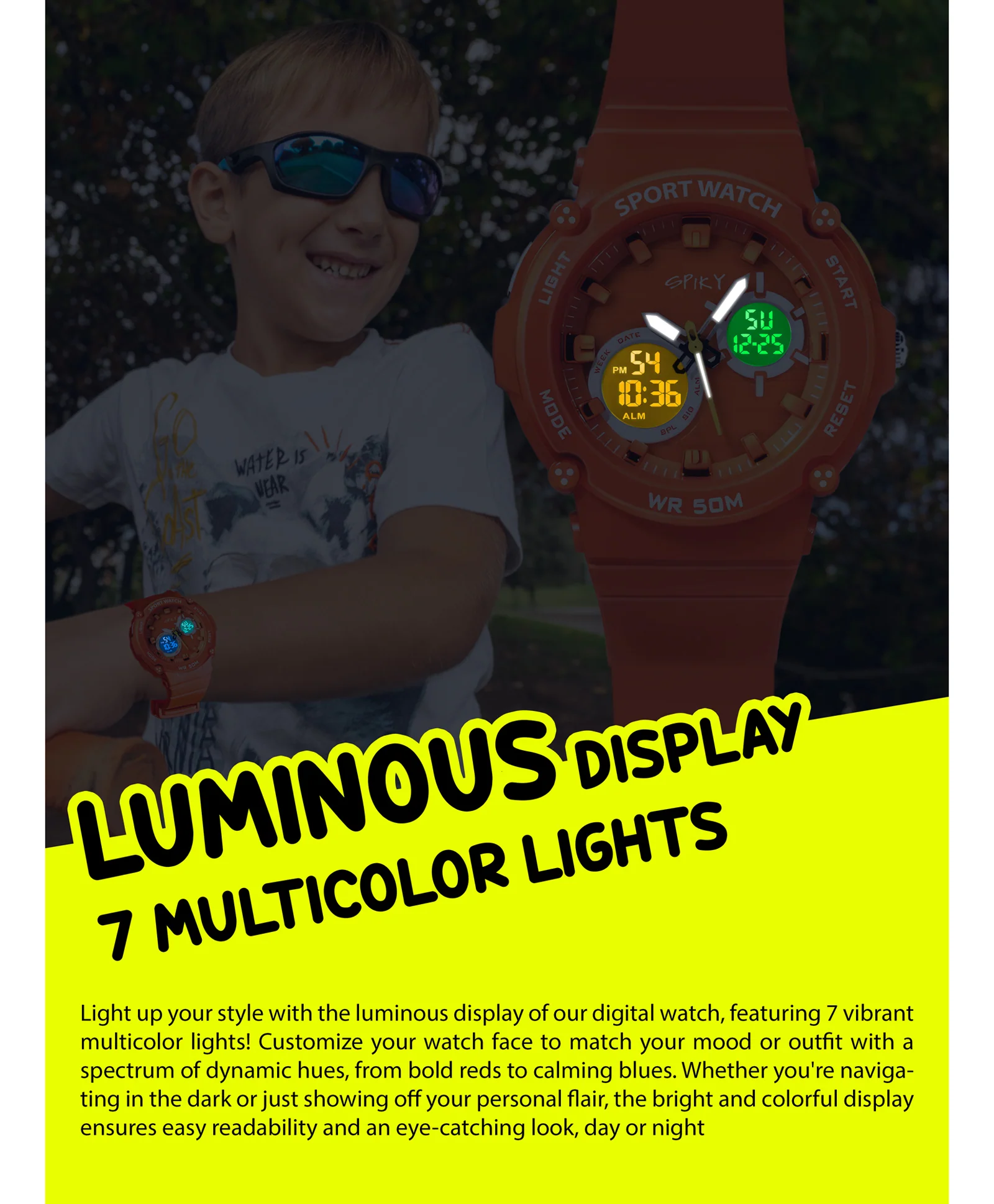 Spiky Eva29 Round Digital Sports Diving Watch - Image 28