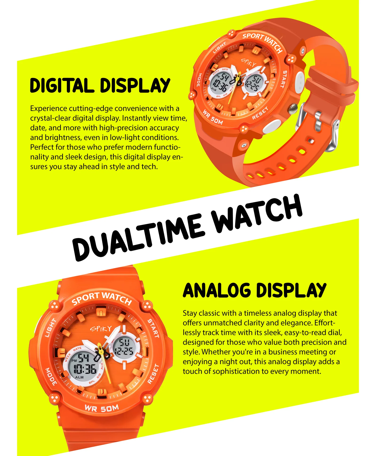 Spiky Eva29 Round Digital Sports Diving Watch - Image 32