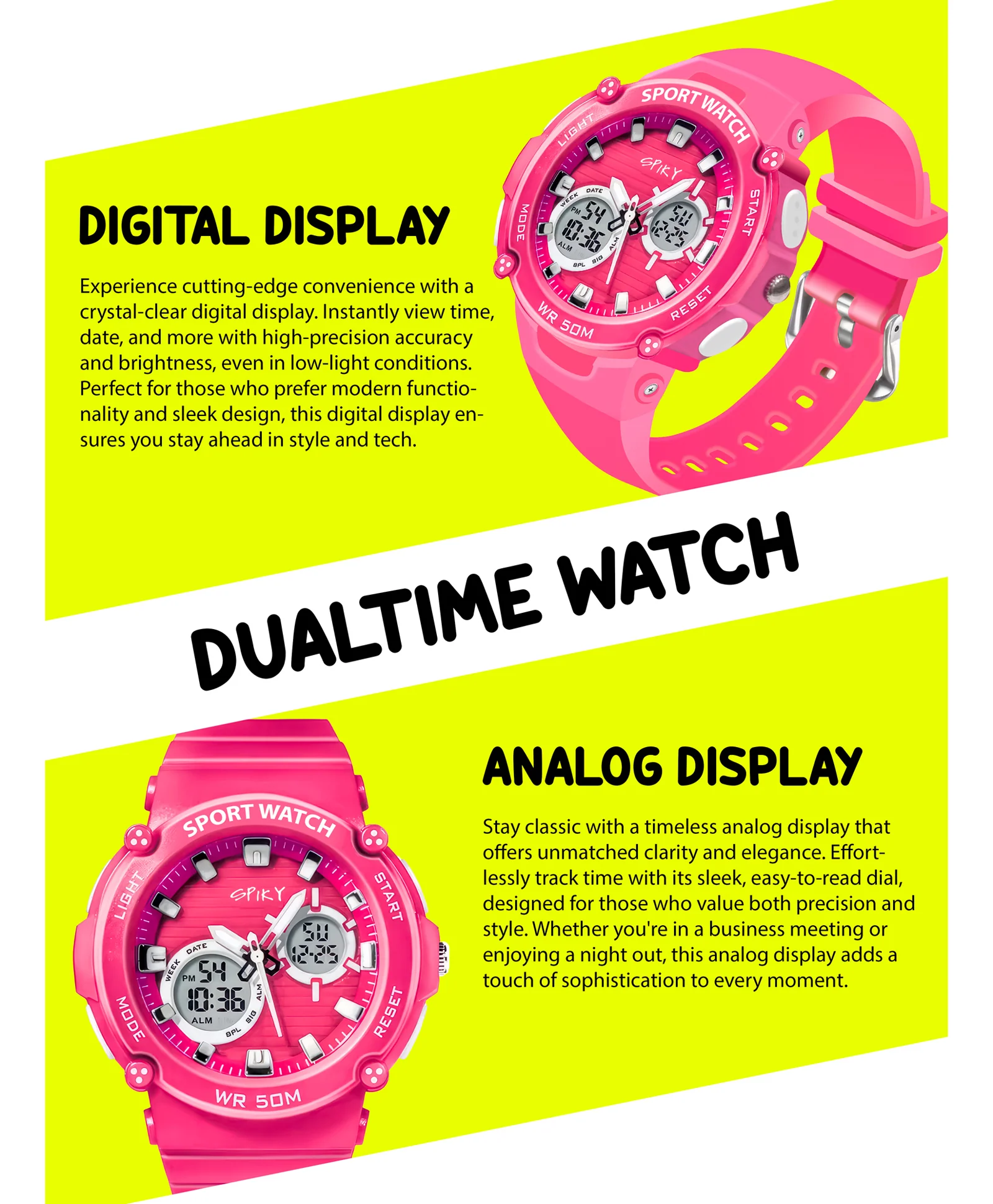 Spiky Eva29 Round Digital Sports Diving Watch - Image 6