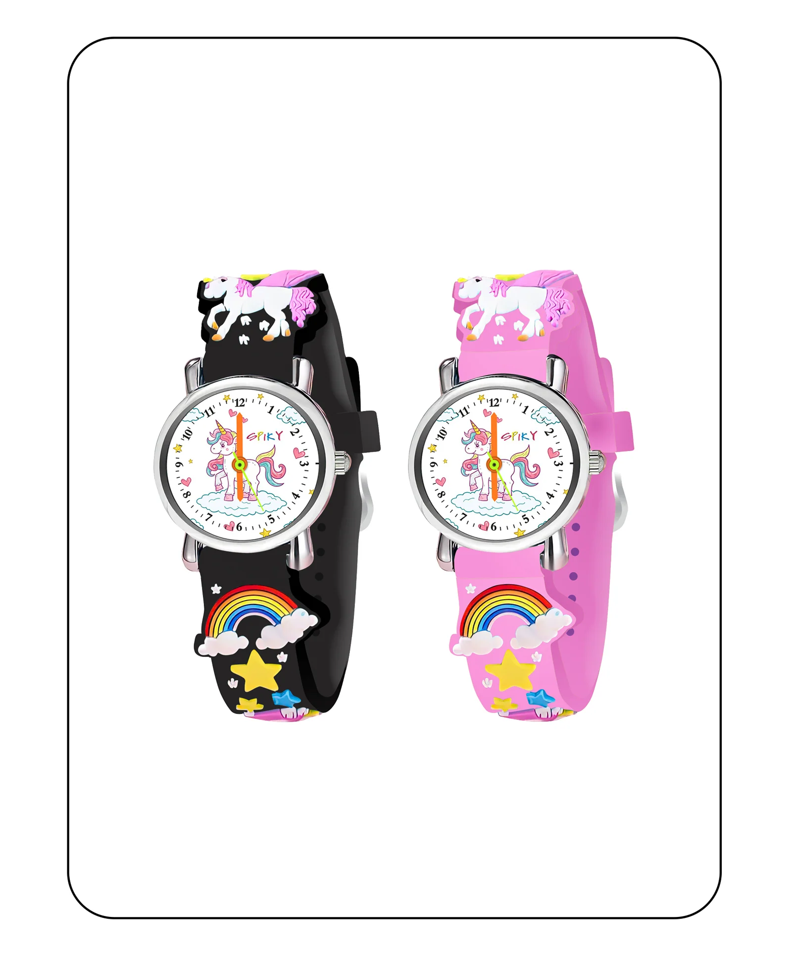 Spiky Round Unicorn Strap Analog Watch Combo - Image 9