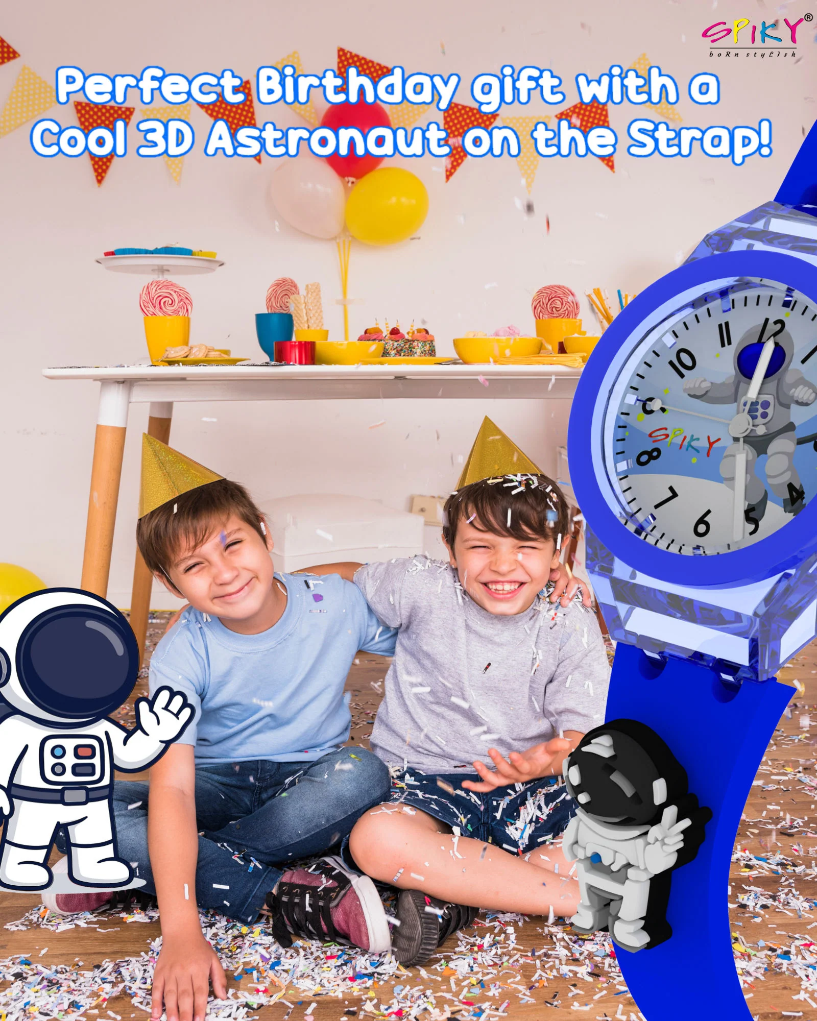 Spiky 3D Rabbit Cartoon Analog Light Watch for Kids - Image 10
