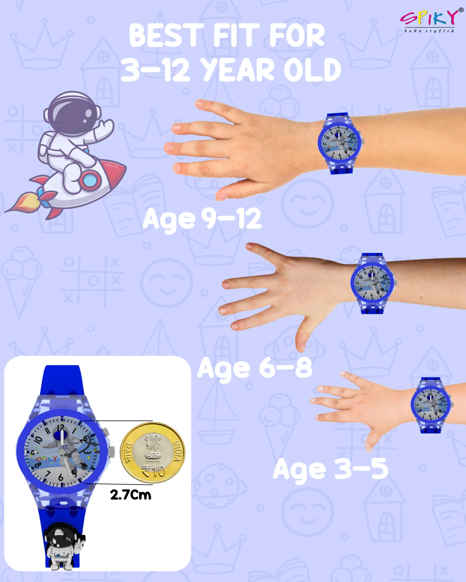 Spiky 3D Rabbit Cartoon Analog Light Watch for Kids - Image 9