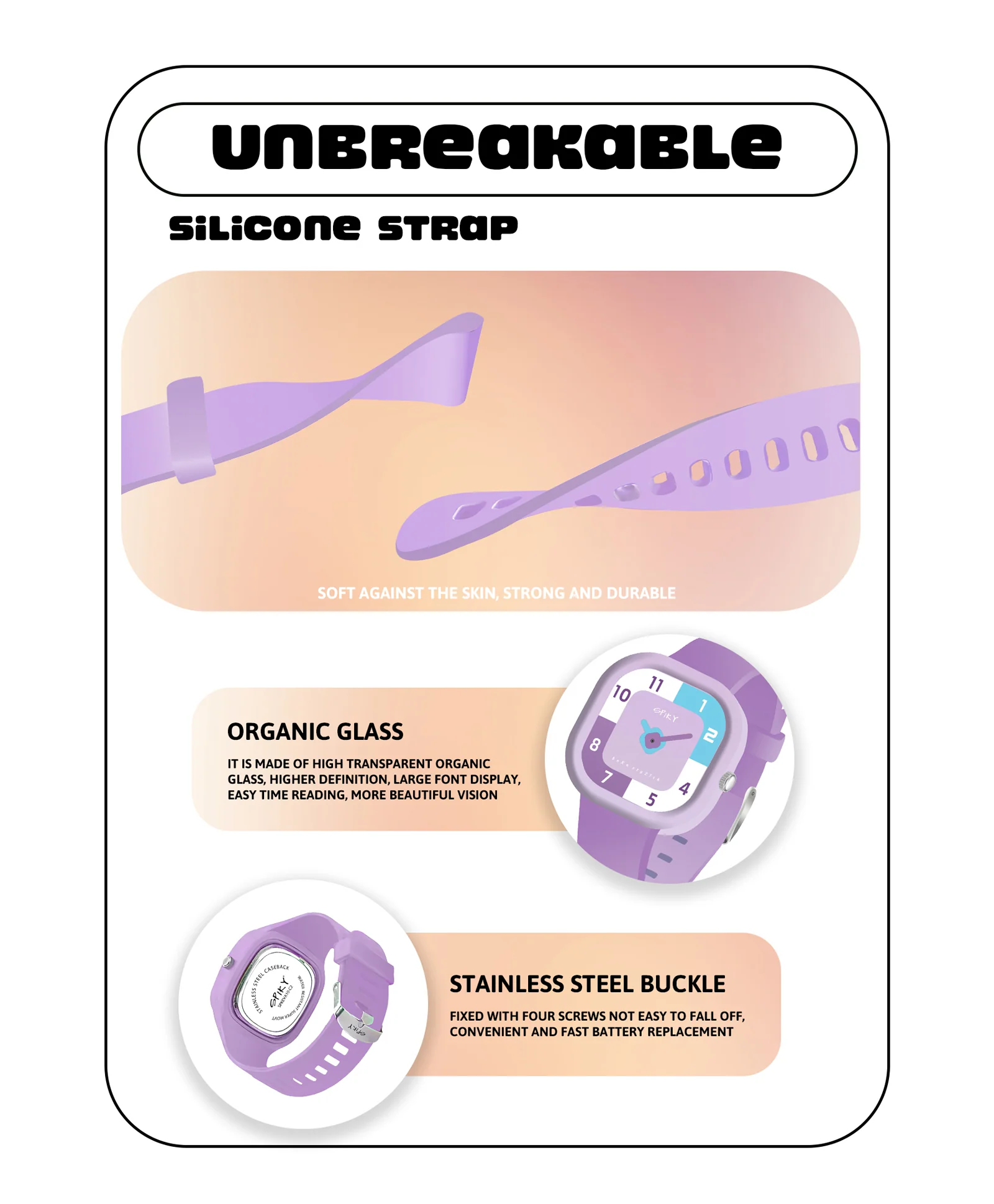 Spiky Eva10 Square Analog Watch for Kids - Image 42