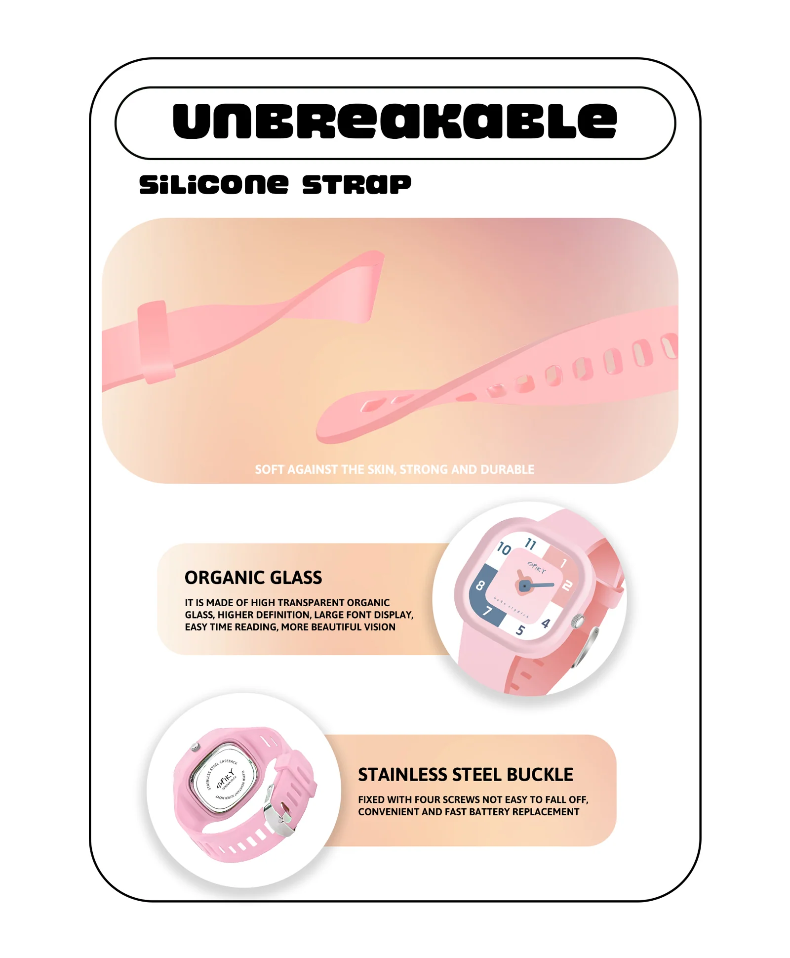 Spiky Eva10 Square Analog Watch for Kids - Image 9