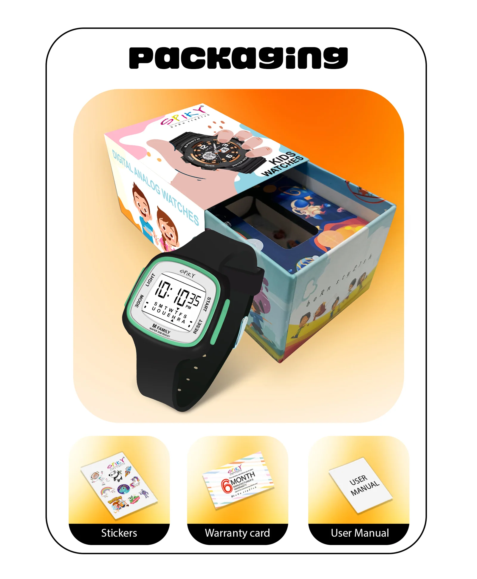 Spiky Eva16 Unique Square Digital Watch for Kids - Image 11