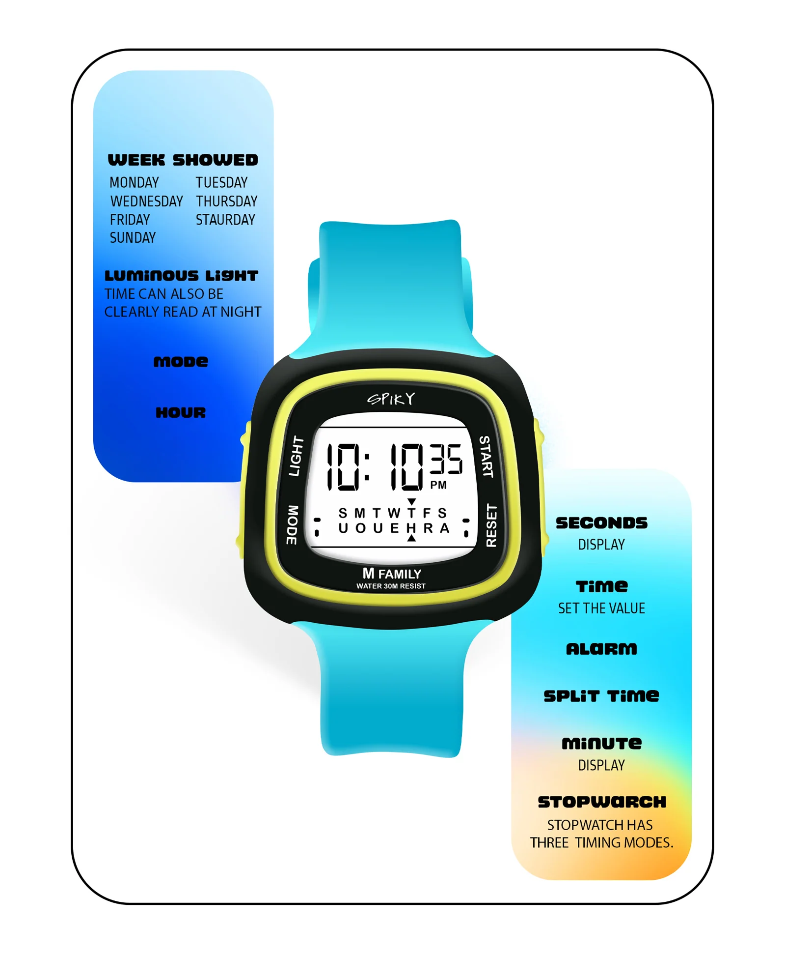 Spiky Eva16 Unique Square Digital Watch for Kids - Image 18