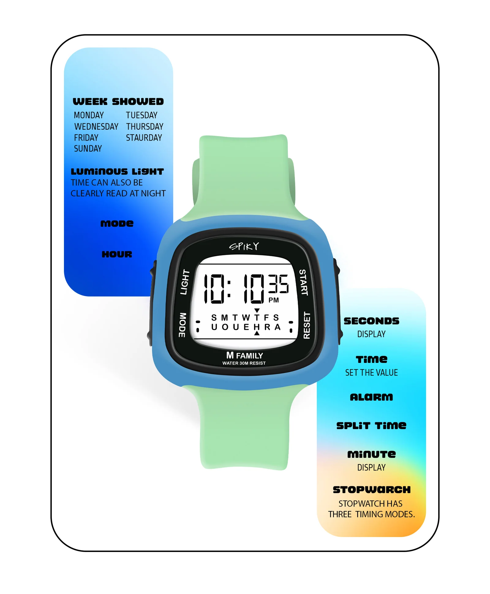 Spiky Eva16 Unique Square Digital Watch for Kids - Image 29