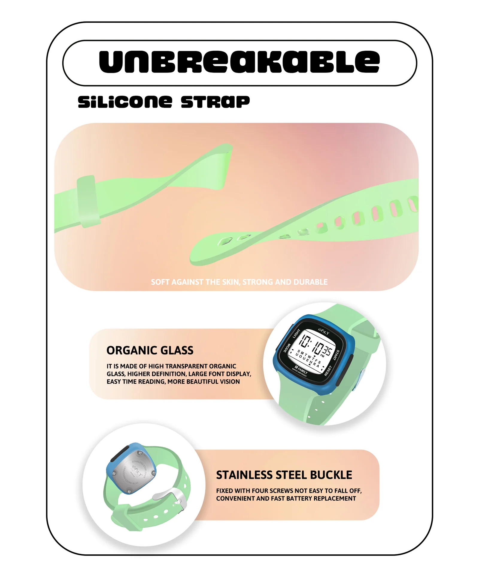 Spiky Eva16 Unique Square Digital Watch for Kids - Image 31