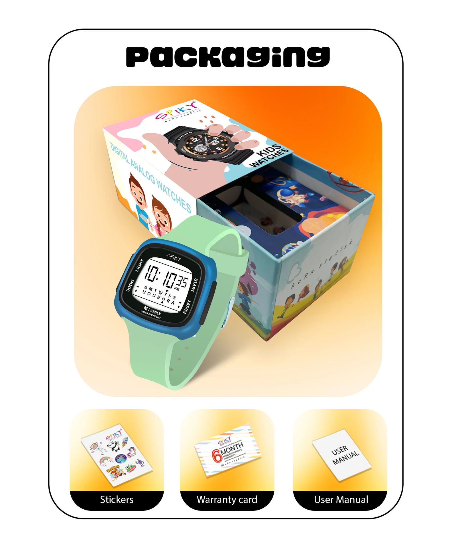 Spiky Eva16 Unique Square Digital Watch for Kids - Image 11