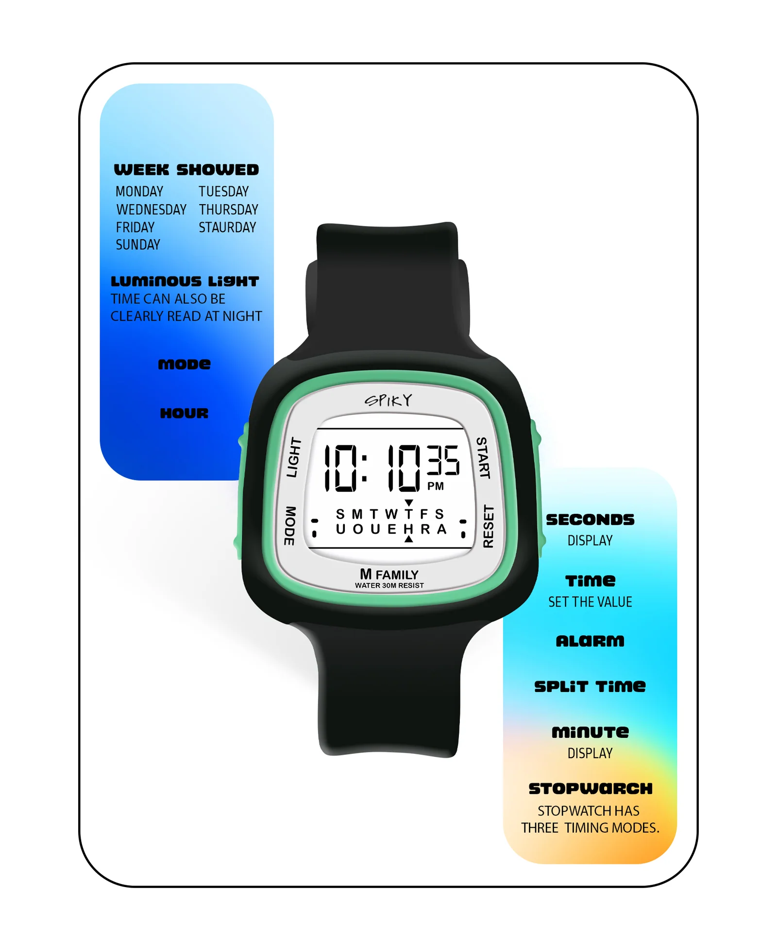 Spiky Eva16 Unique Square Digital Watch for Kids - Image 18