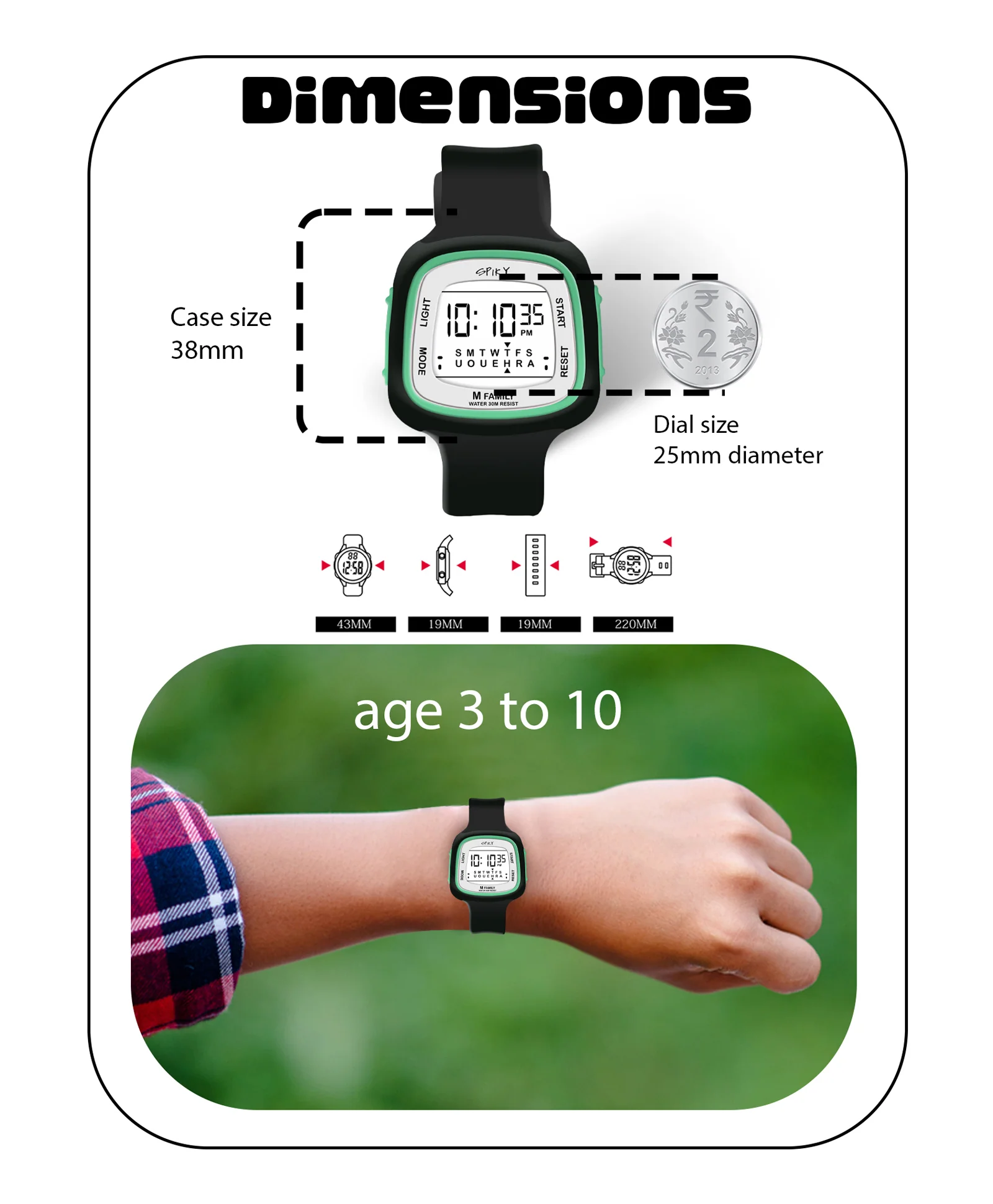 Spiky Eva16 Unique Square Digital Watch for Kids - Image 37