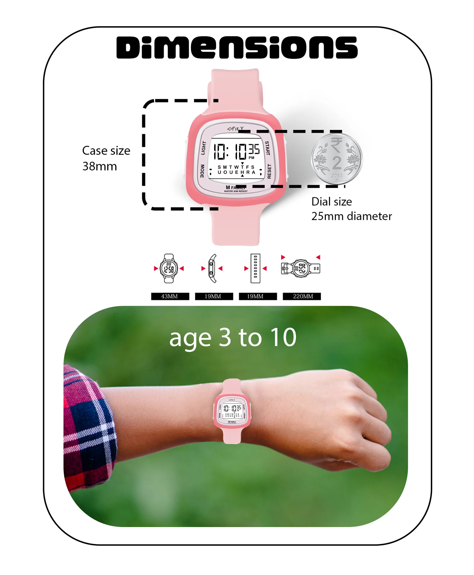 Spiky Eva16 Unique Square Digital Watch for Kids - Image 4