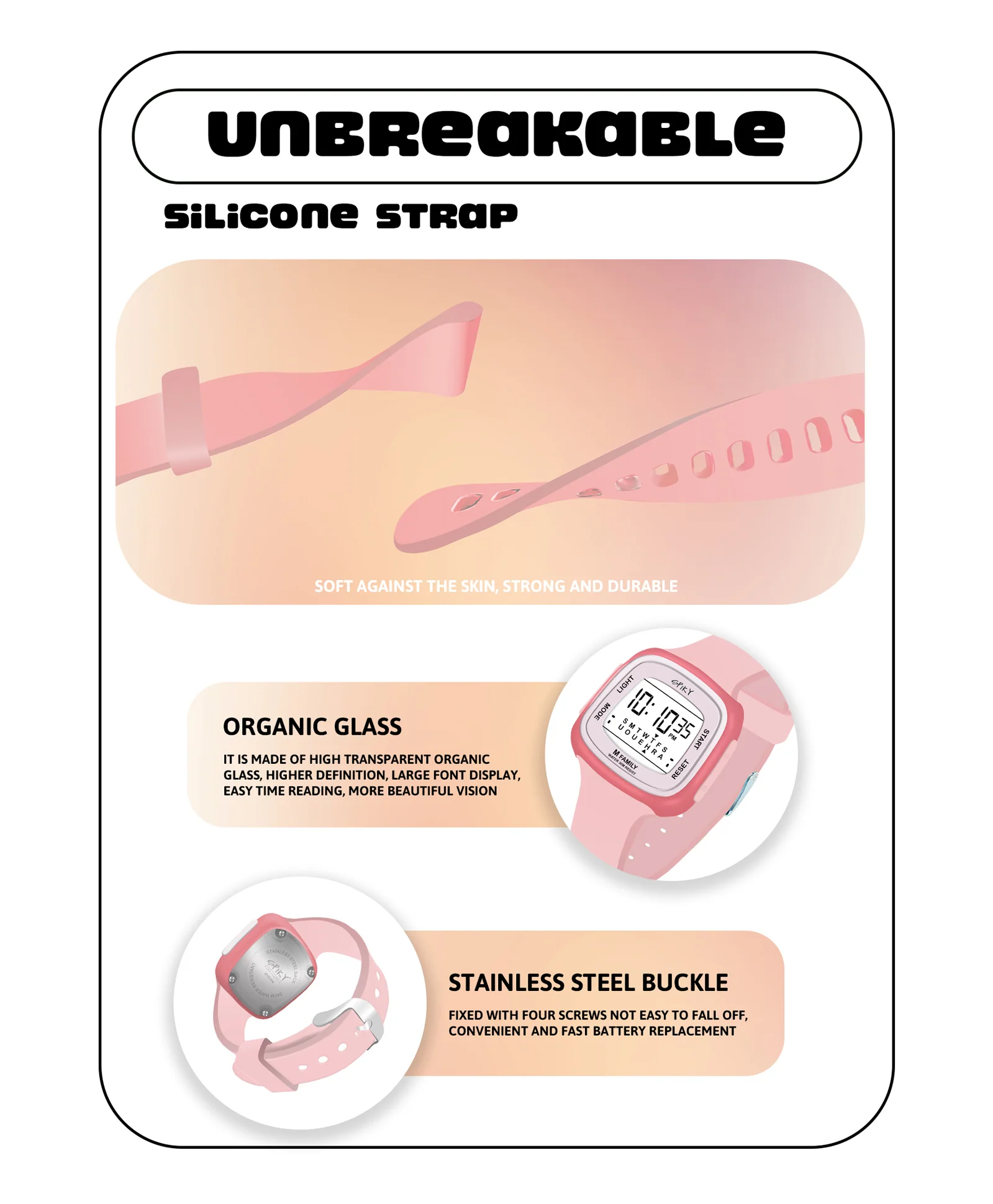 Spiky Eva16 Unique Square Digital Watch for Kids - Image 9